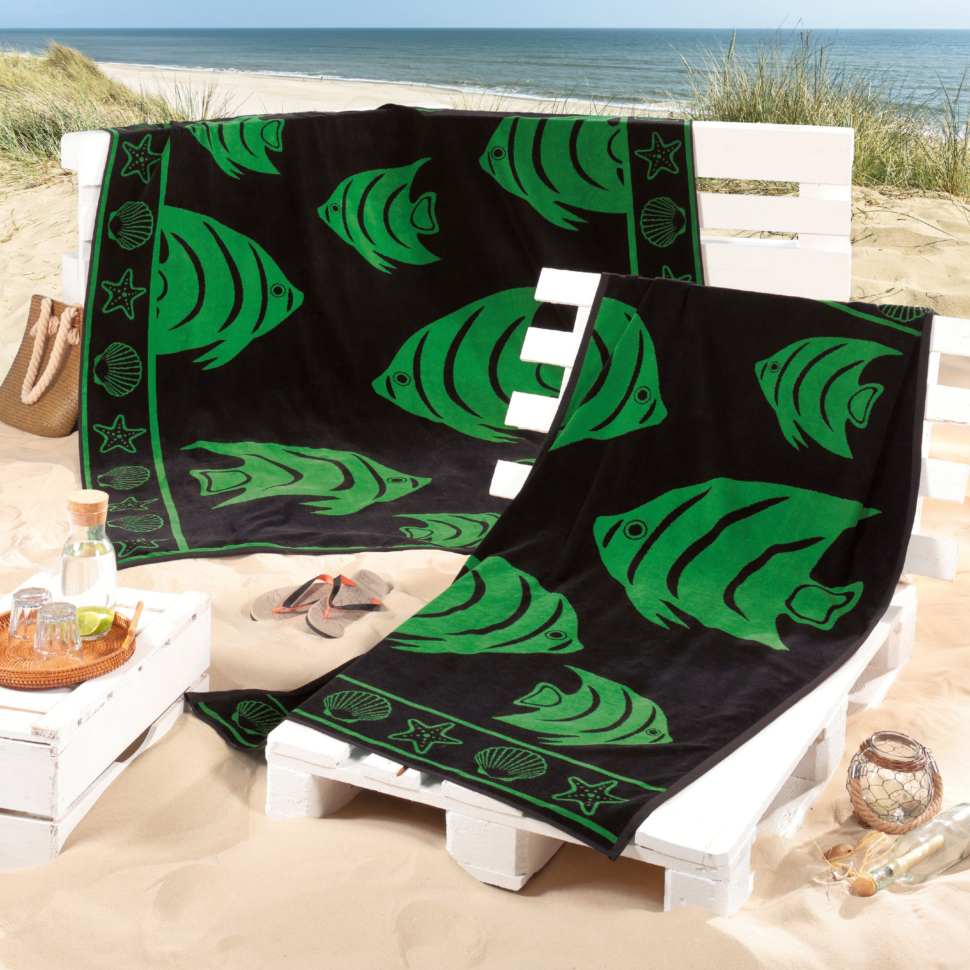 Delindo Lifestyle Strandtuch Tropical "Fische", Ägyptische günstig online kaufen