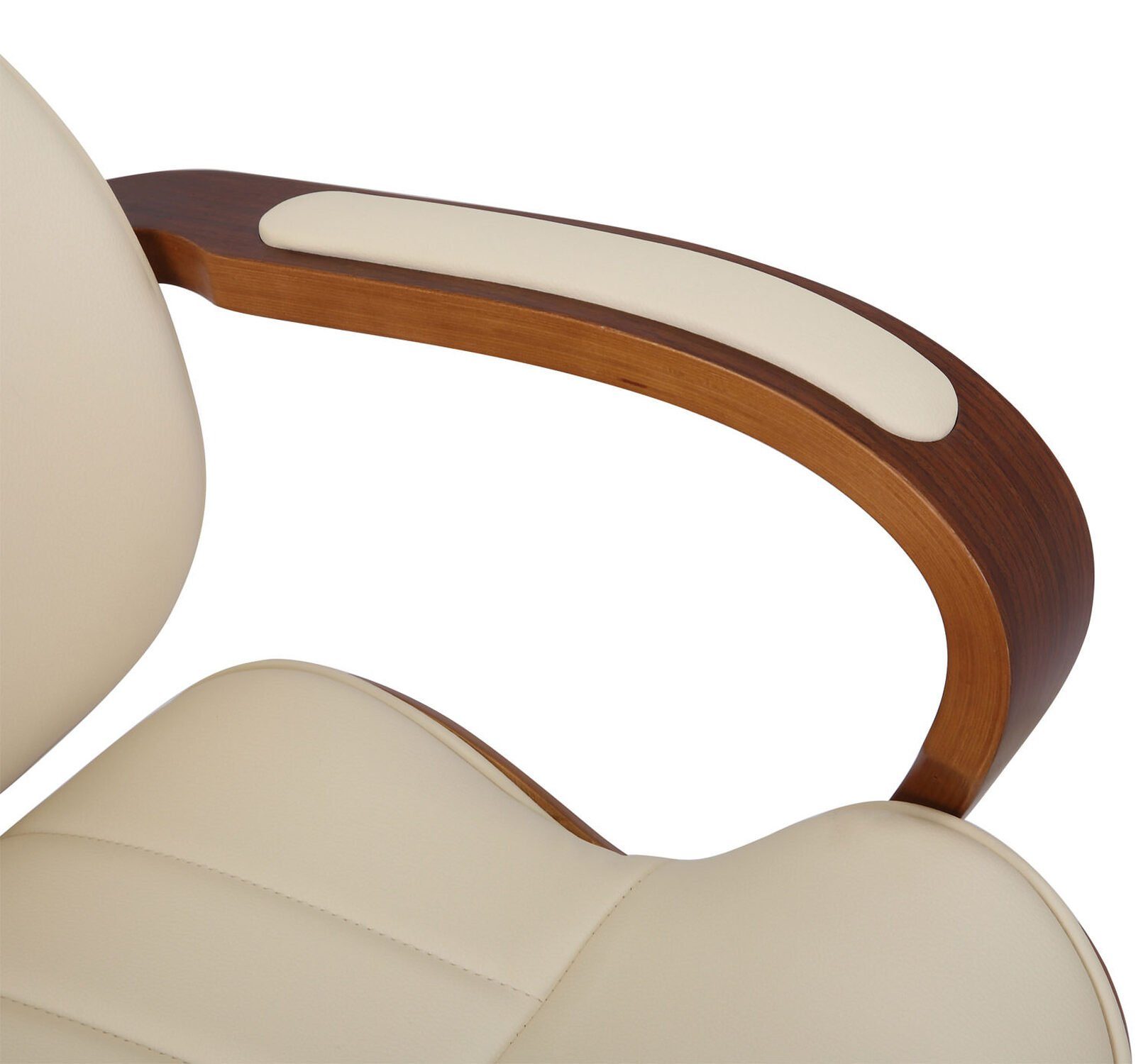 TPFLiving Bürostuhl Kunstleder Metall 360° mit chrom - Chefsessel, - drehbar Rückenlehne (Schreibtischstuhl, bequemer Bürostuhl und walnuss/creme Gestell: Mellow höhenverstellbar XXL), Sitz: Drehstuhl