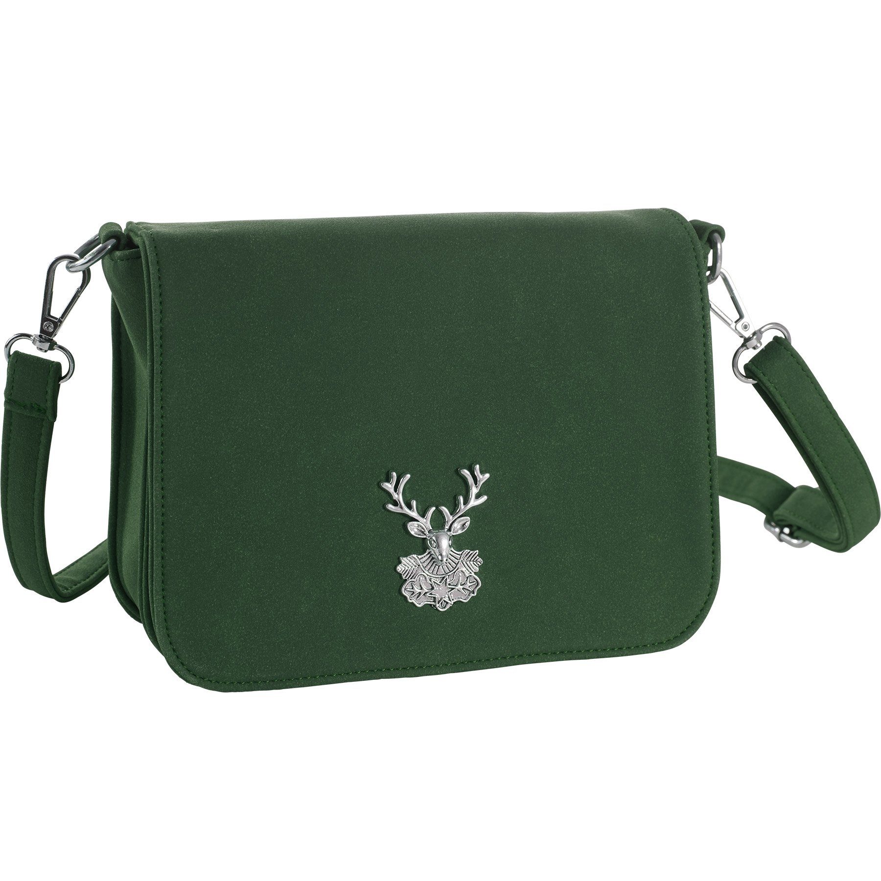 dressforfun Henkeltasche Handtasche, Seitenfach mit Reißverschluss (LxH): ca. 16 x 9 cm (Tragetasche, Konfektionsgröße 0 in grün), Innenmaß (LxBxH) ca. 20 x 4 x 12 cm, Länge des Gurtes: ca. 112 cm