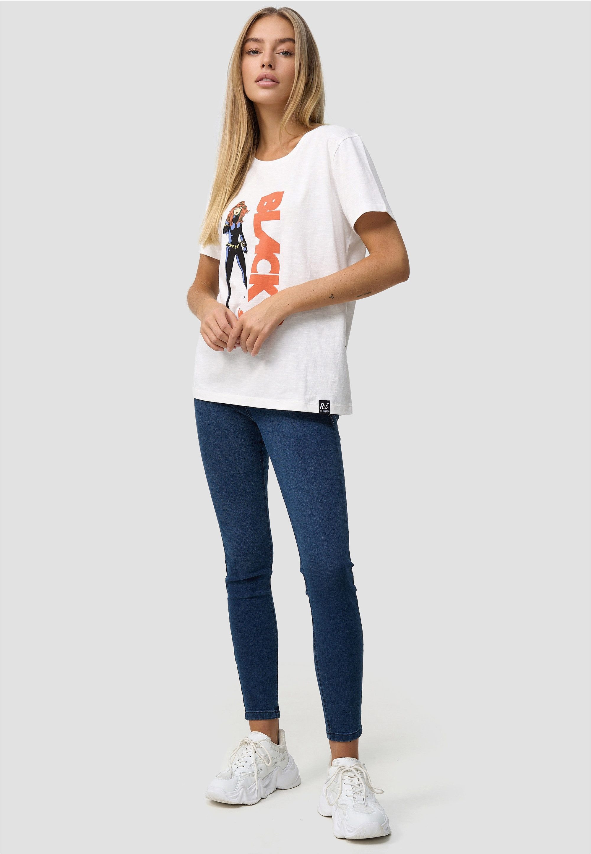 Recovered T-Shirt Black Widow Graphic Print im zeitlosen Design