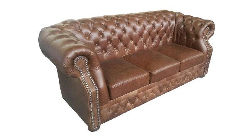 JVmoebel Chesterfield-Sofa Vintage Ledersofa in Braun mit Chesterfield-Design, Made in Europa