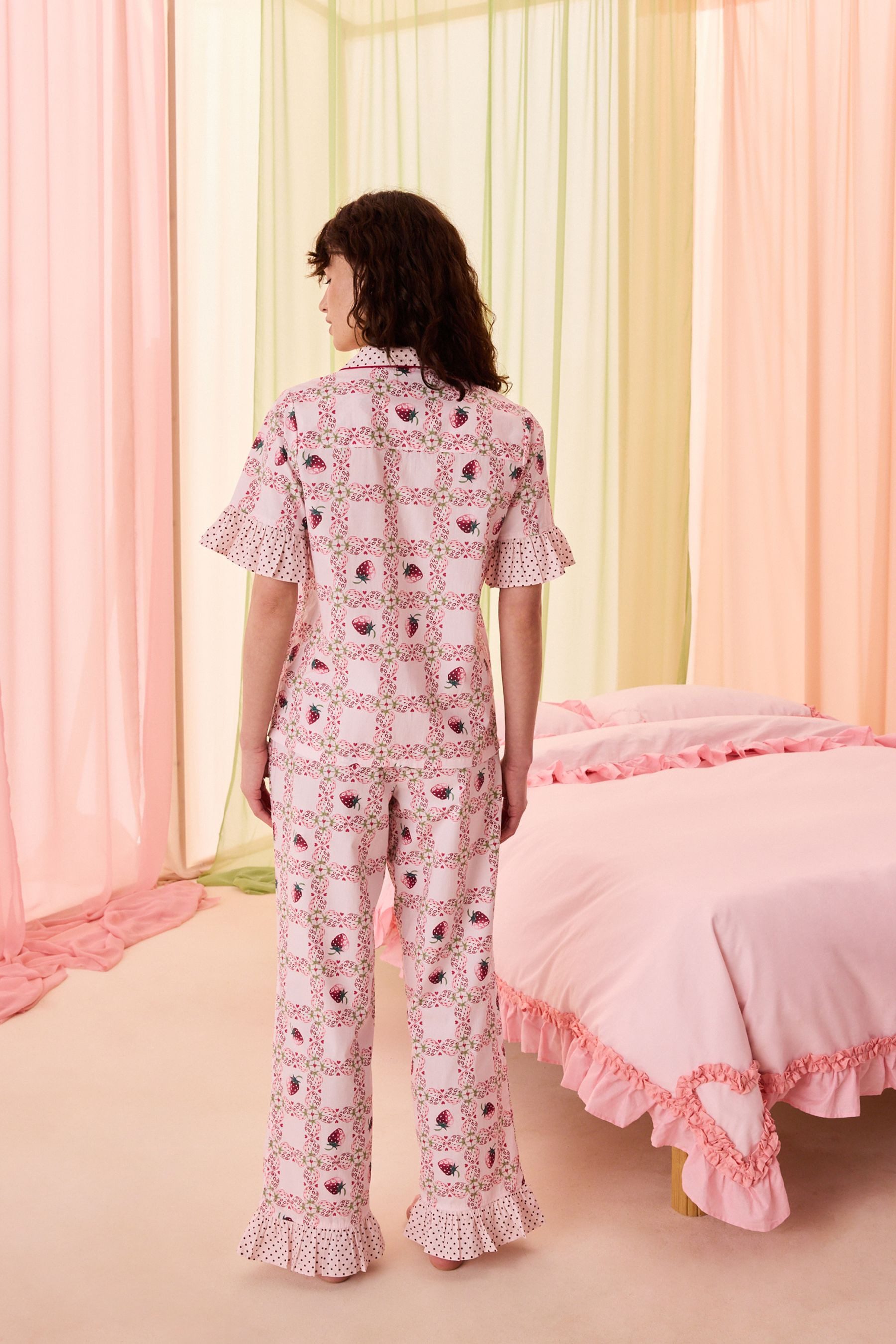 Cath Kidston Pyjama Cath Kidston Schlafanzug mit Karo-Himbeer-Print (2 tlg)