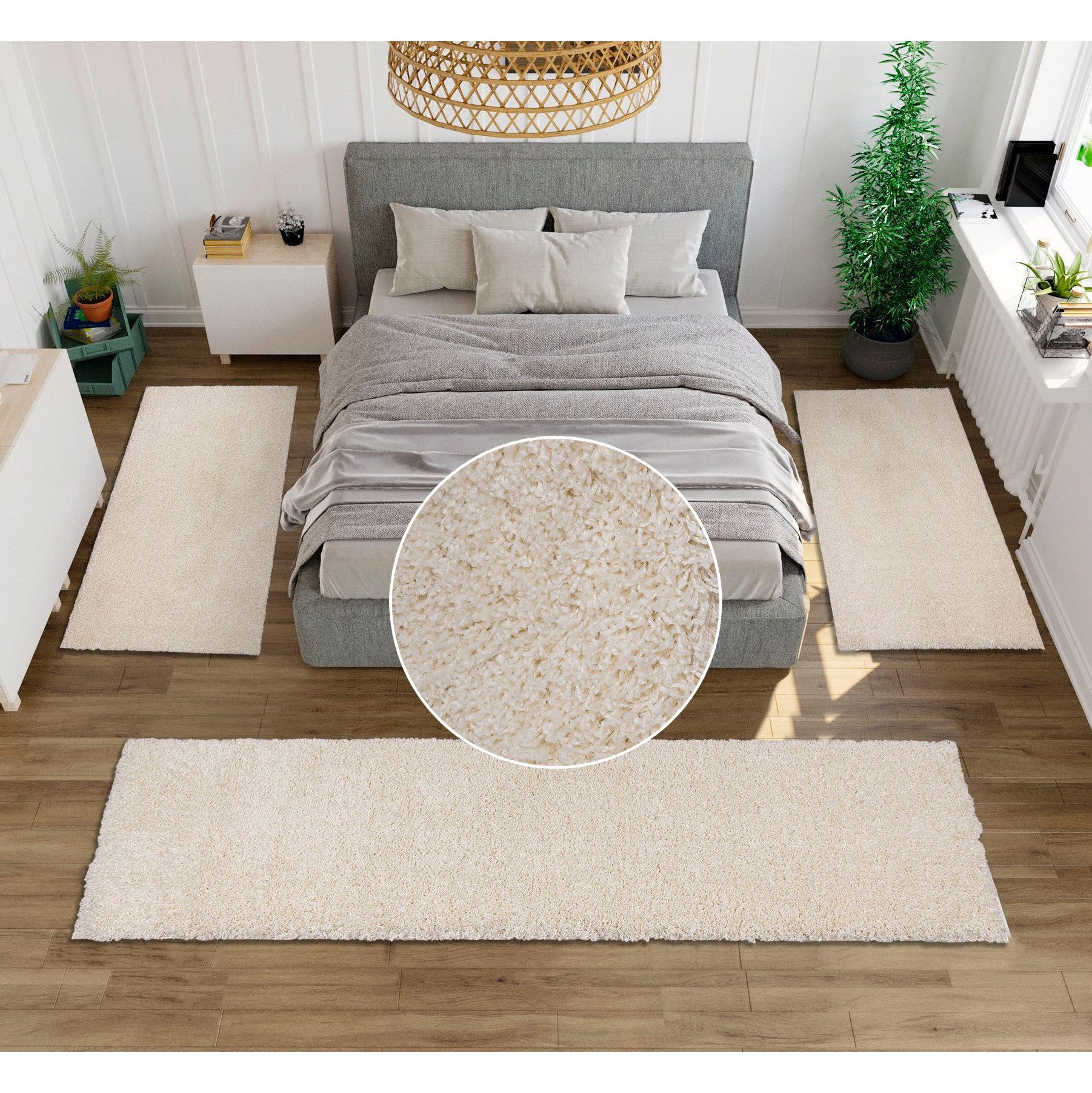 Bruno Banani Bettumrandung Shaggy Soft, Höhe 30 mm, (3-tlg), gewebt, Uni-Fa günstig online kaufen