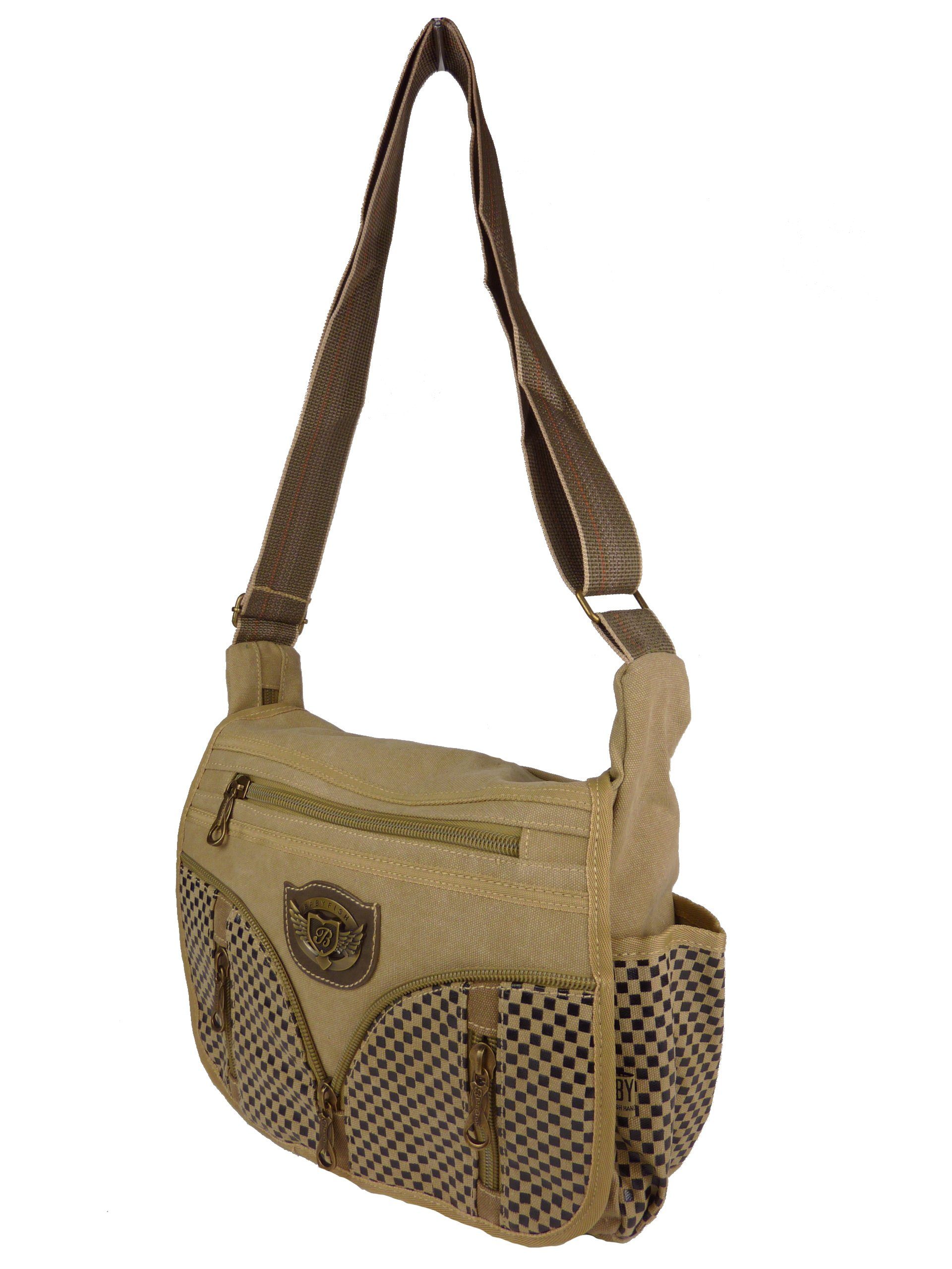 Taschen4life Messenger Bag Canvas Umhängetasche 5515 Stofftasche, lässige Damen & Herren Schultertasche, Jeanstasche, Segeltuch, Fächer
