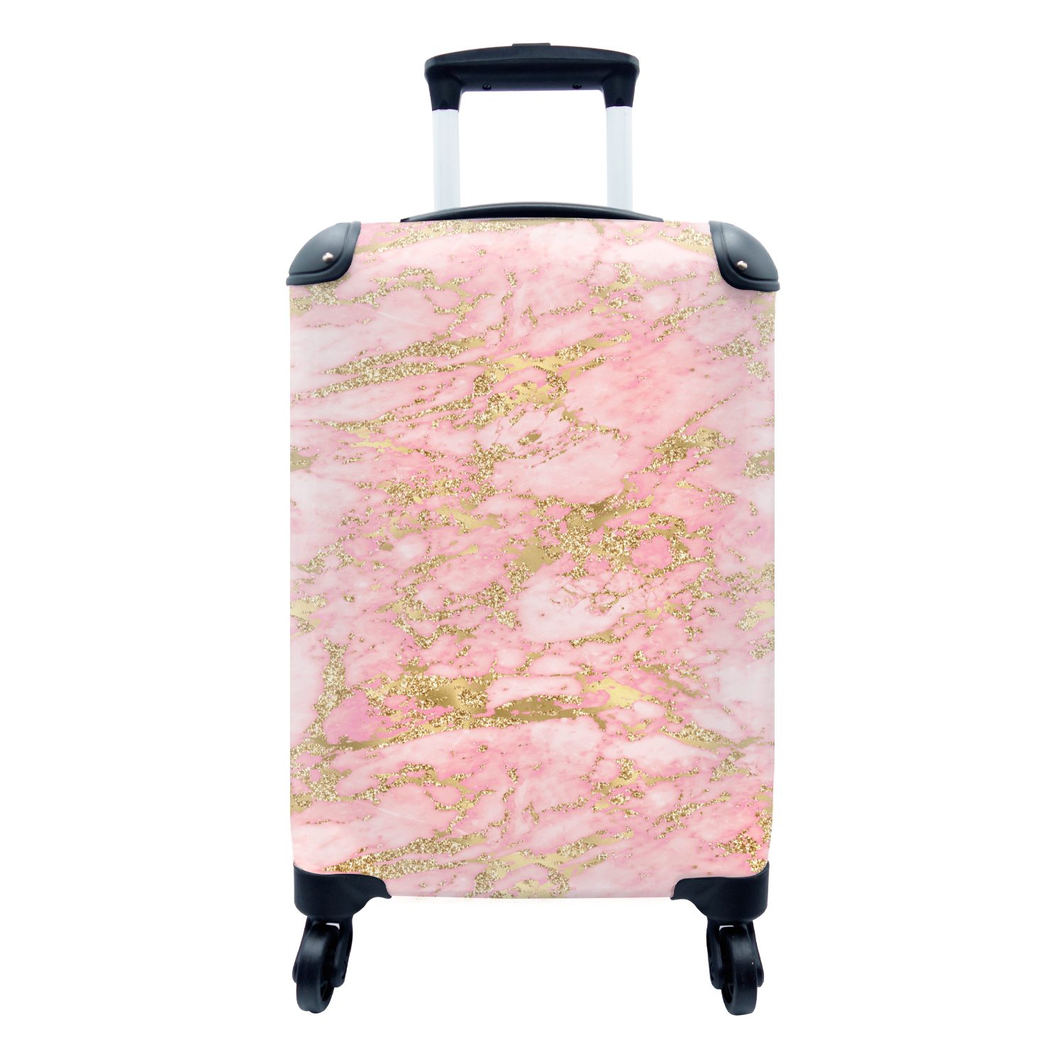 MuchoWow Handgepäckkoffer Glitter - Marmor - Gold - Muster, 4 Rollen, Reisetasche mit rollen, Handgepäck für Ferien, Trolley, Reisekoffer