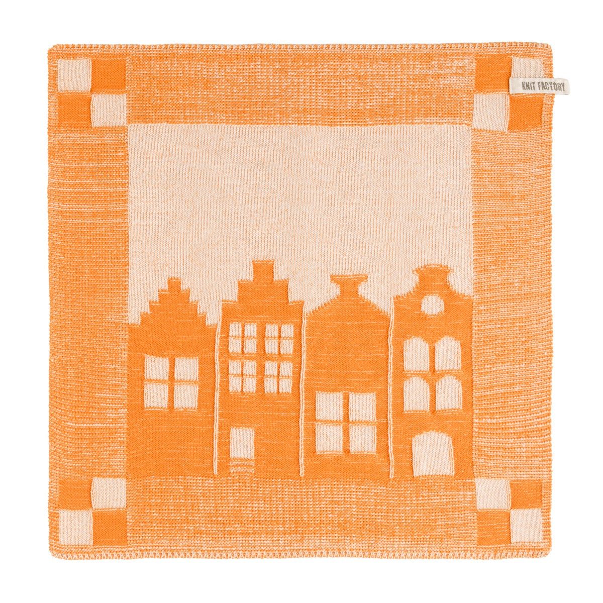 Knit Factory Geschirrtuch House Ecru Orange Beige;Orange 50x50 cm, (Spar-Set, 1-tlg., 1 x Küchentuch House Ecru/Orange), Holland, Modell House