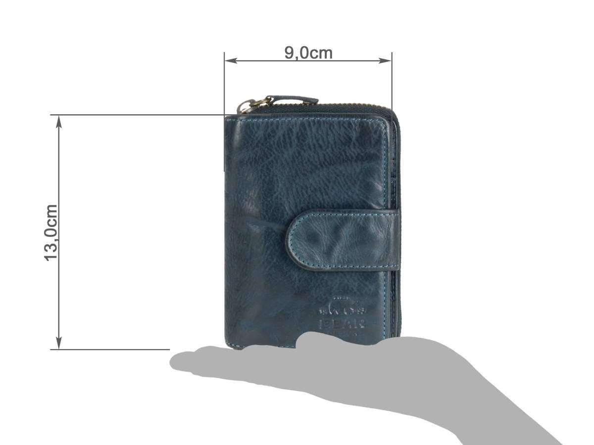 Bear Design Geldbörse "Ciro" Cow Lavato Leder, Damenbörse, Portemonnaie, knautschiges Leder in blau, 10 Kartenfächer