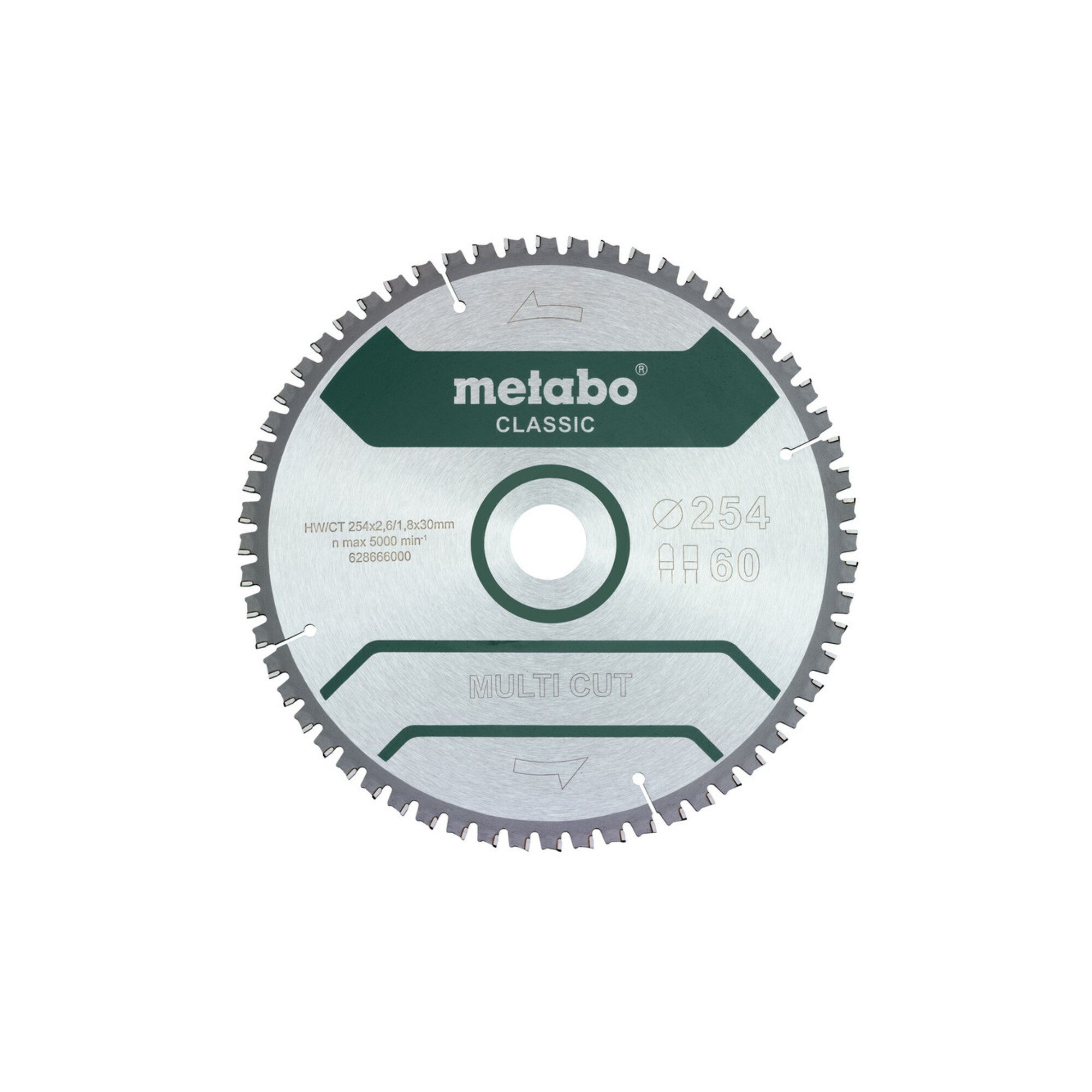 metabo Kreissägeblatt Metabo Sägeblatt "multi cut cut - classic", 254x2,6/1,8x30 Z60 FZ/TZ 5