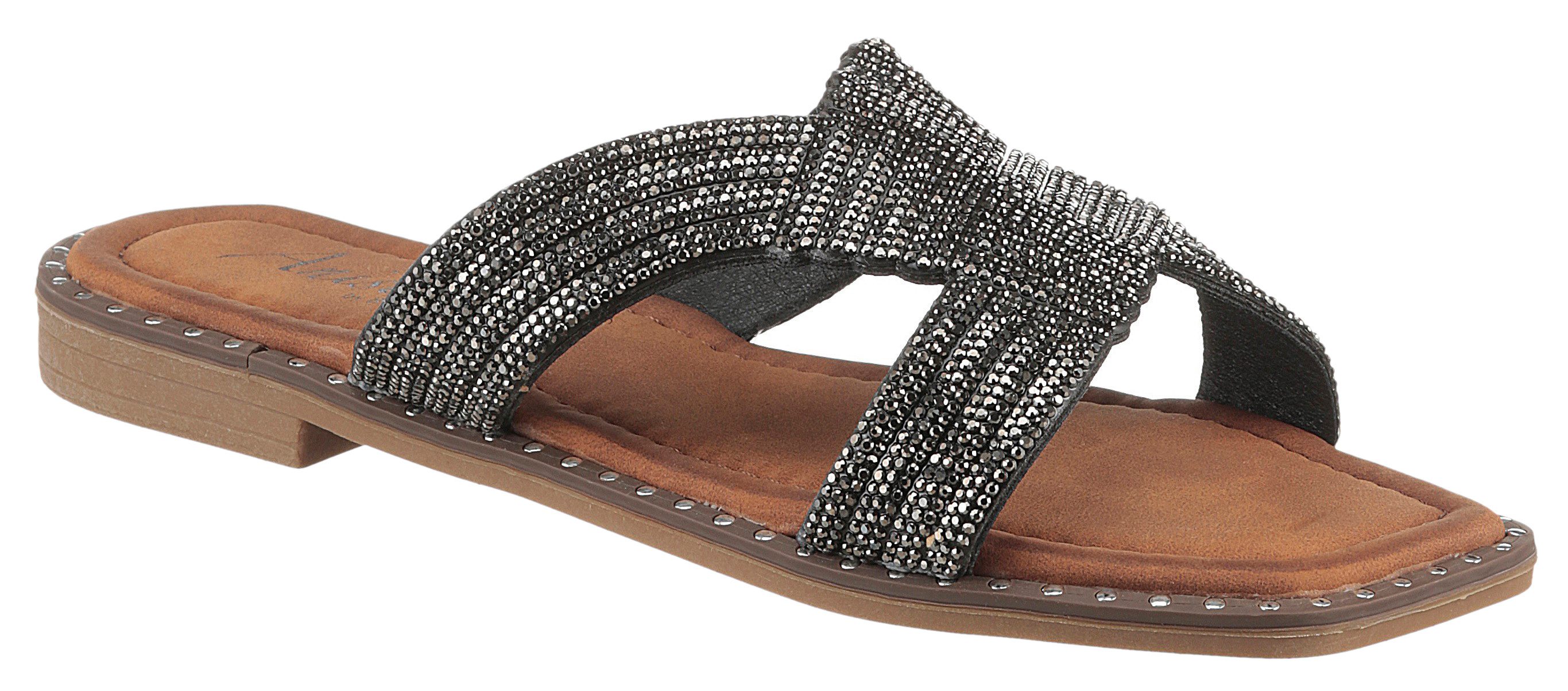 Aniston SHOES Pantolette, Flat, Sommerschuh, Strandschuh, Glitzersteine - NEUE KOLLEKTION