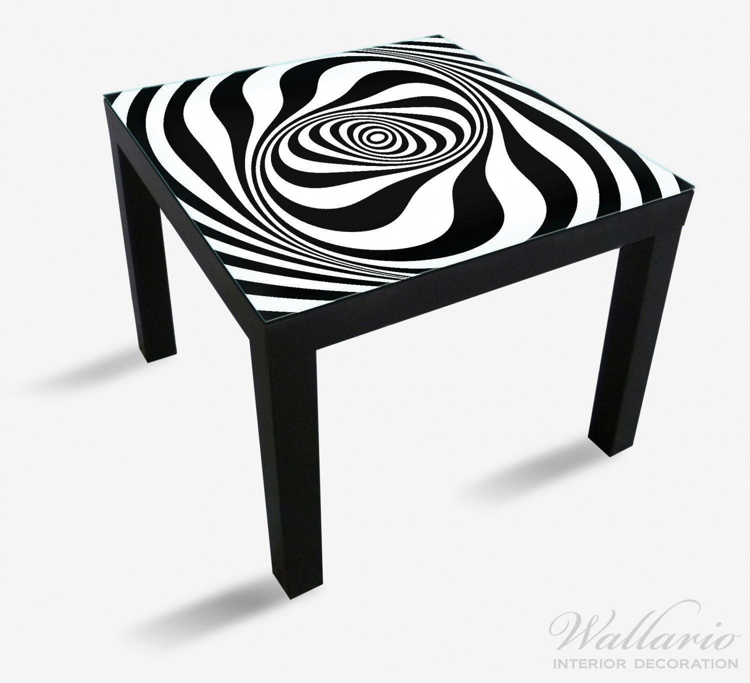 Wallario Tischplatte Tisch geeignet weiß Zebra Optische St), Muster (1 Ikea - - schwarz Täuschung für Lack