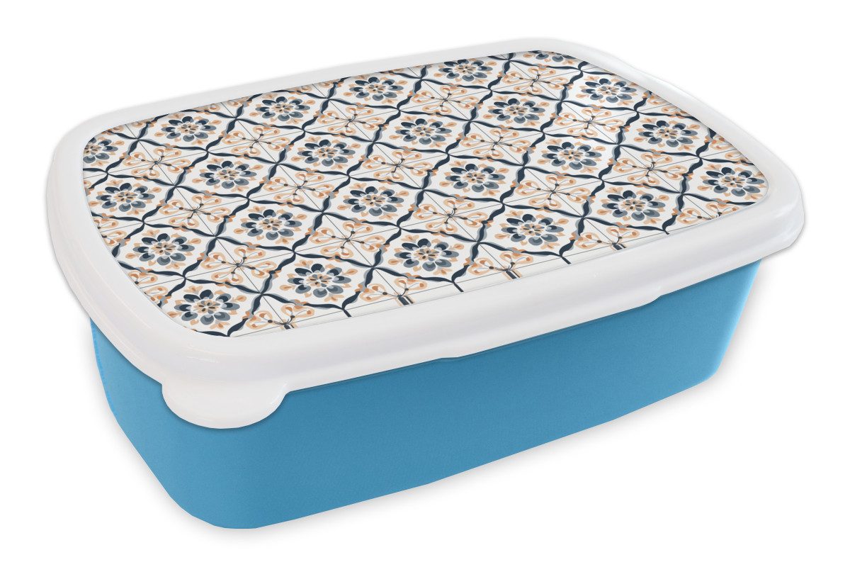 MuchoWow Lunchbox Blattform - Muster - Farbenfroh, Kunststoff, (2-tlg), Brotdose, Lunchbox, Brotbox für Kinder und Erwachsene