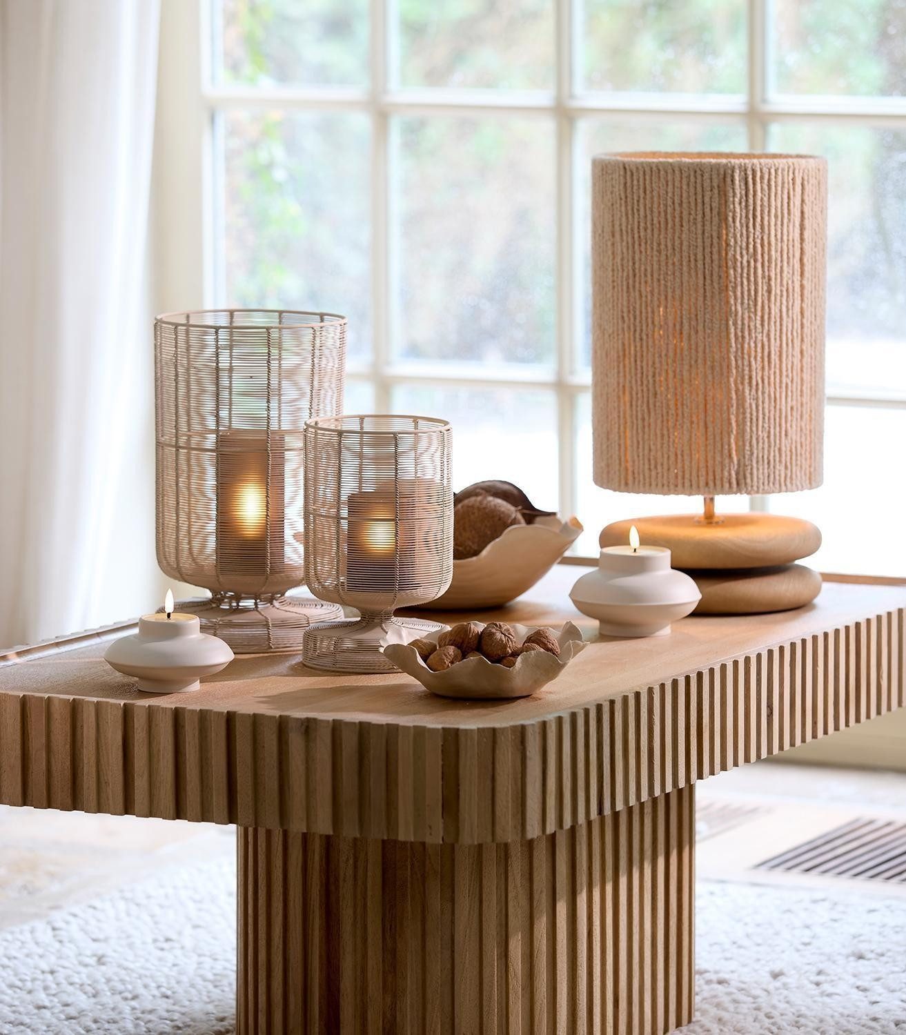 Light & Living Dekoschale BANDA, B 34 x H 11 x T 31 cm, Creme, (1 St), Keramik, mit gewelltem Rand