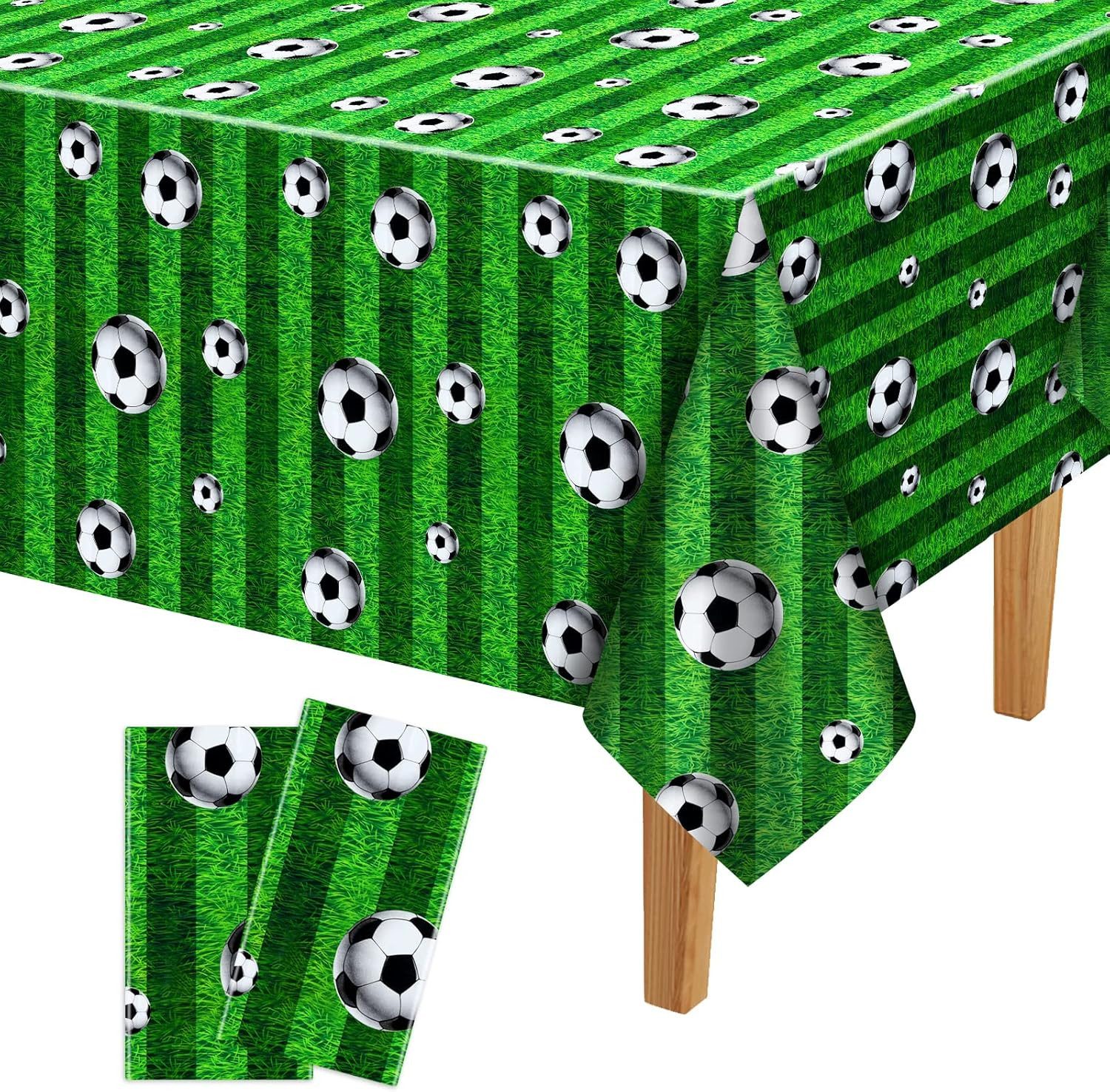 FELIXLEO Gartentischdecke Fußball Tischdecke 137x274cm Party Deko 2 Stück (1-tlg)