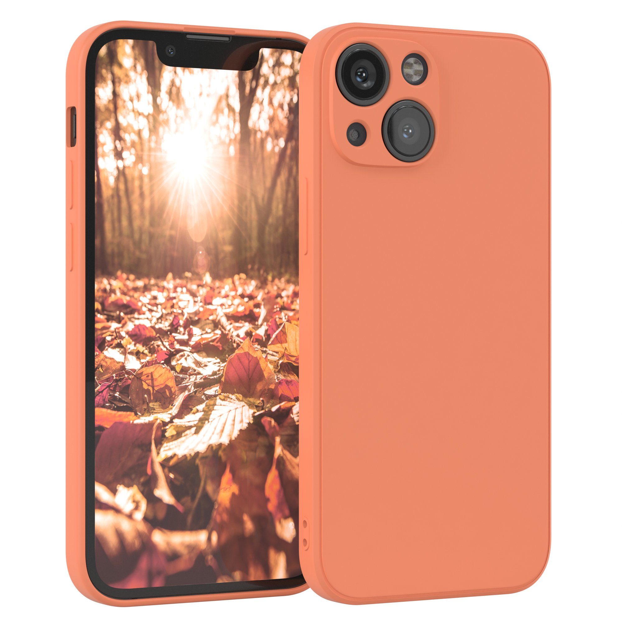 EAZY CASE Handyhülle für Apple iPhone 13 Mini Hülle Silikon 5,4 Zoll, Schutzhülle mit Kameraschutz telefonhülle elastisch bumper tpu Orange