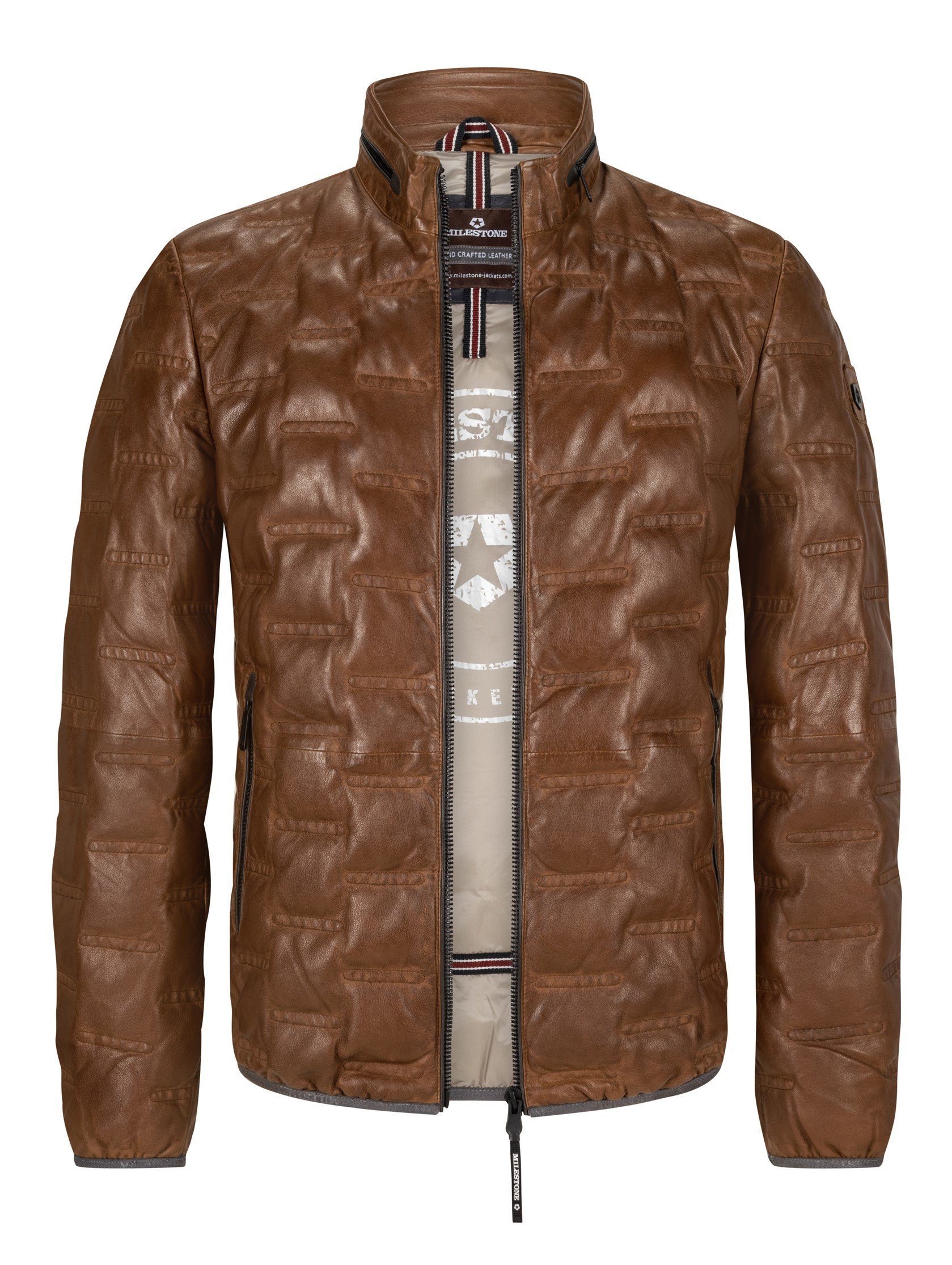 Milestone Lederjacke MSAversa in Stepp-Optik aus günstig online kaufen