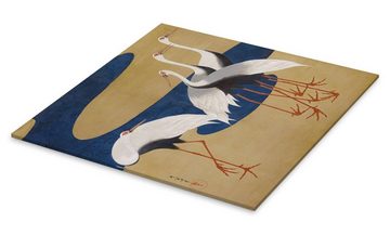 Posterlounge Acrylglasbild Suzuki Kiitsu, Kraniche, Wohnzimmer Japandi Malerei