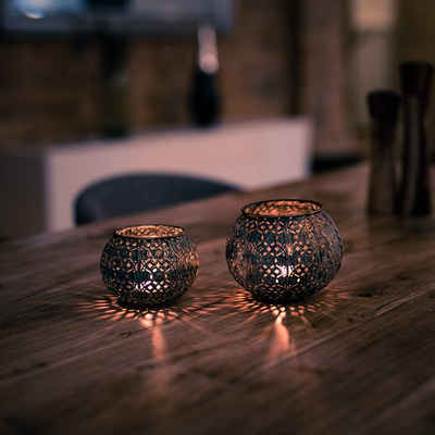 Flanacom Teelichthalter »Orientalische Kerzengläser Metall - Schattenspiel« (Set, 2-tlg), orientalisches Design