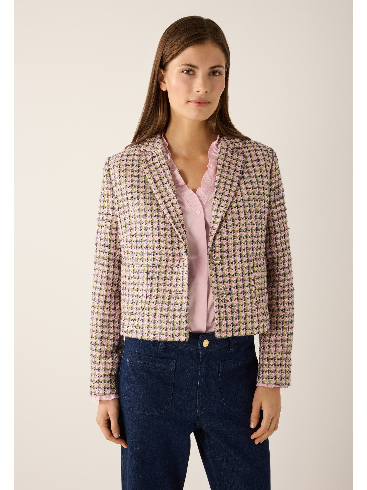 MORE&MORE Kurzblazer stilvoller Karo-Kurzblazer