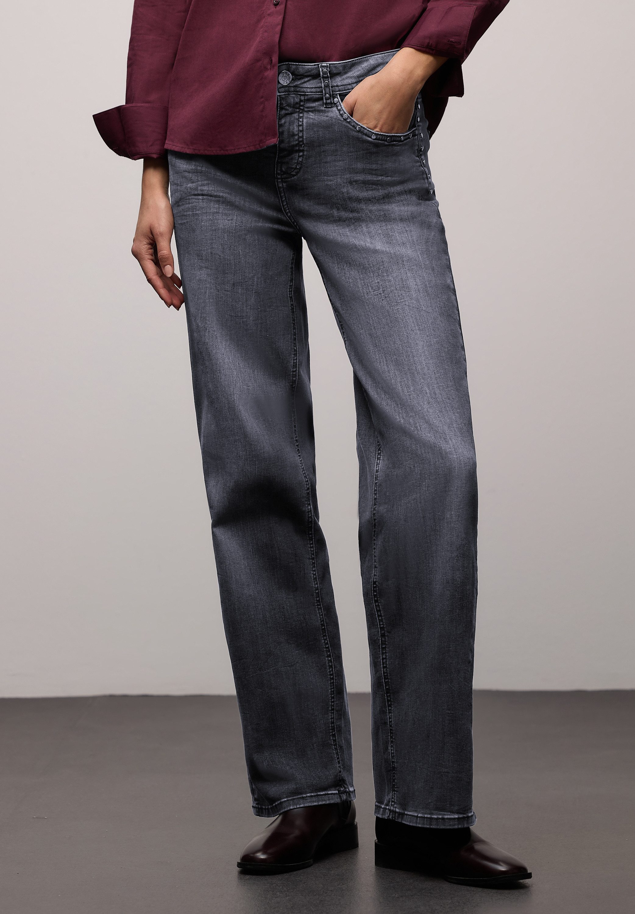 STREET ONE Weite Jeans Style Wideleg mit Glitzer-Details