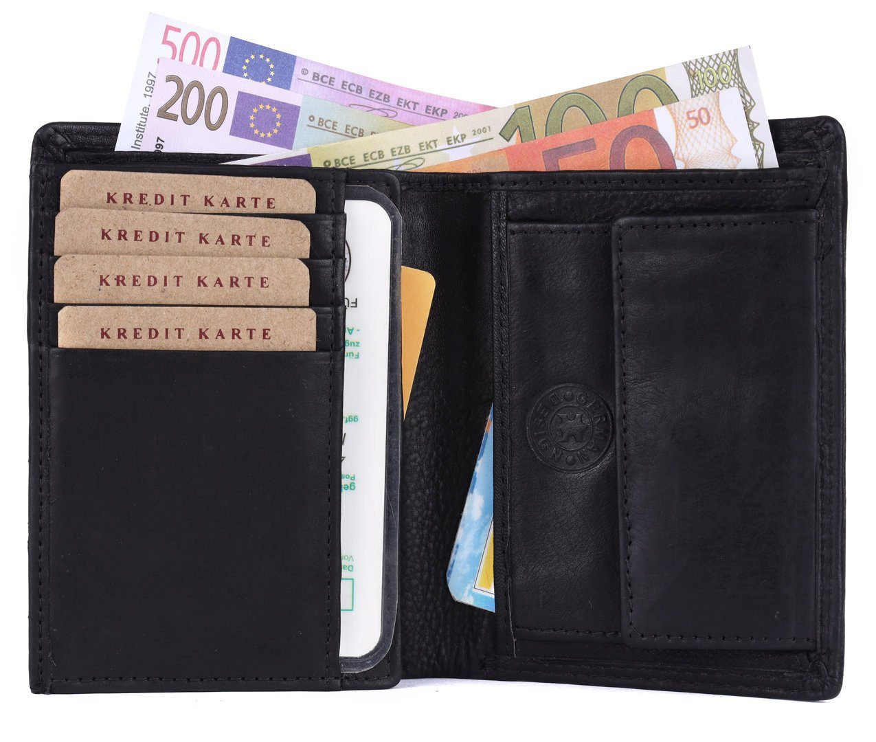 Brieftasche Portemonnaie, Männerbörse RFID Münzfach Geldbörse SHG mit Büffelleder Börse Herren Leder Lederbörse Schutz