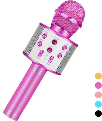 Mmgoqqt Mikrofon »Karaoke Mikrofon, Drahtloses Bluetooth Mikrofon für Kinder, Lustige Geschenke Spielzeug für Teenager Mädchen Jungen, Tragbares KTV Lautsprecher Recorder für Smartphone PC«