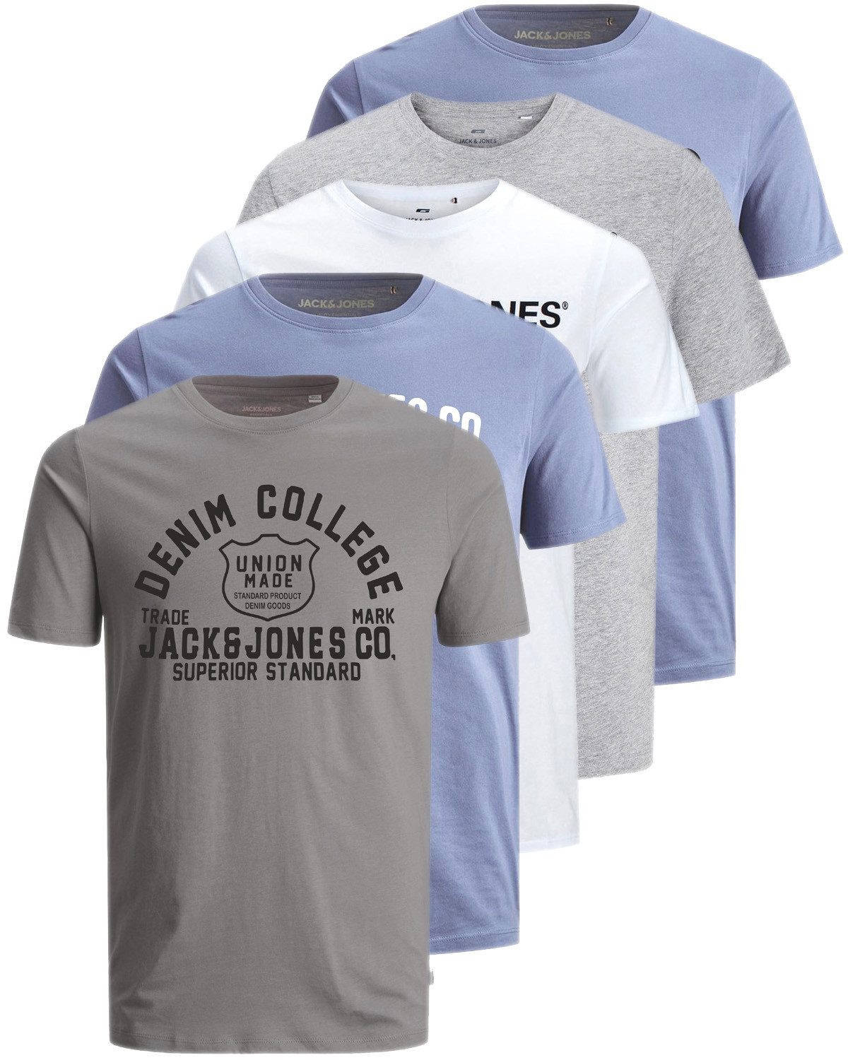 FM London Herren T-Shirts 5er-Pack - 100% Baumwolle 180 GSM