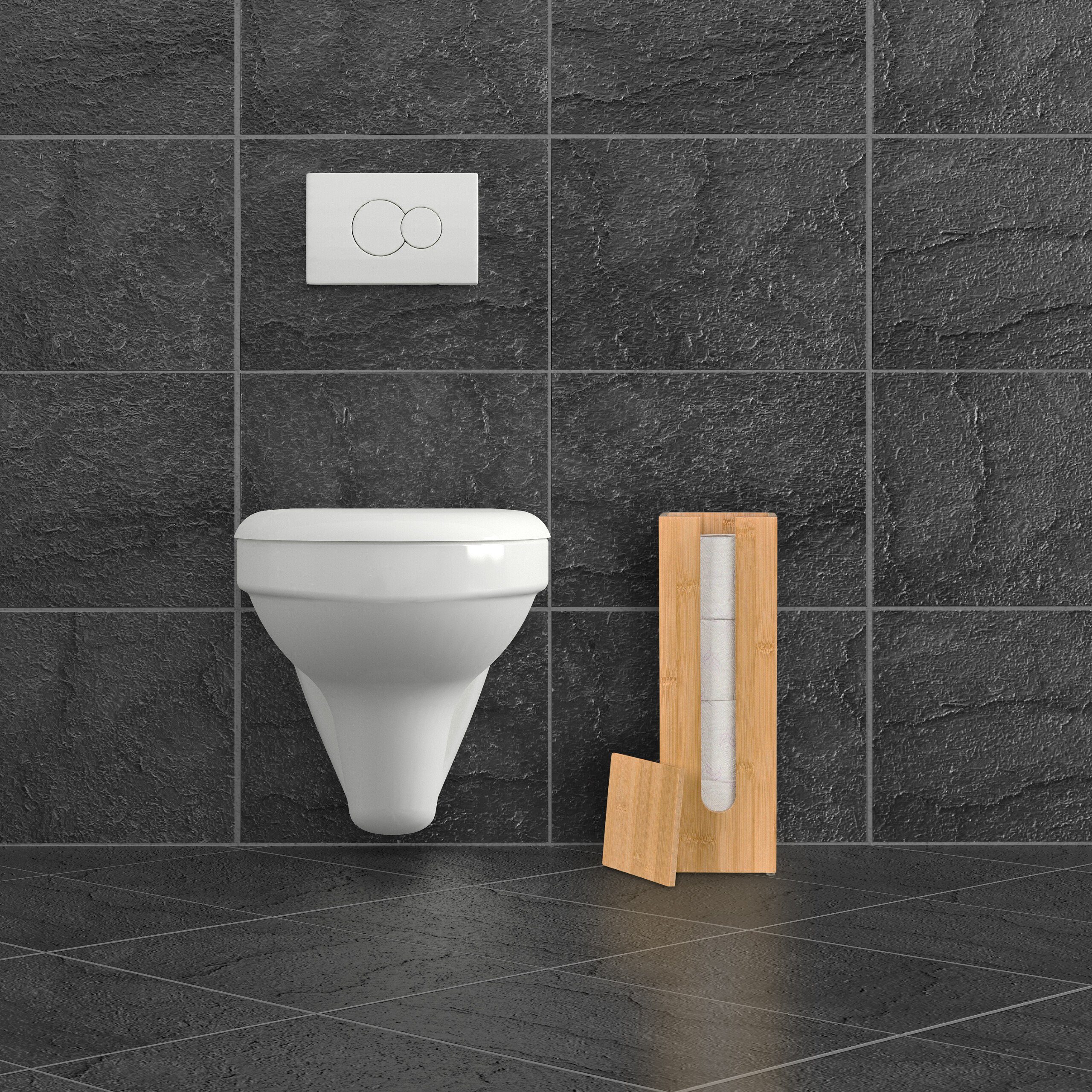 relaxdays Toiletten-Ersatzrollenhalter Toilettenpapier Aufbewahrung aus Bambus (1-St) – Bild 3 von 5