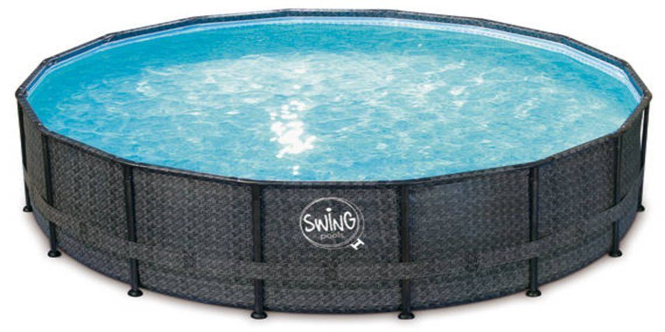 Poolomio Framepool ELITE WICKER FRAME SWING Pools - DARK (Packung)