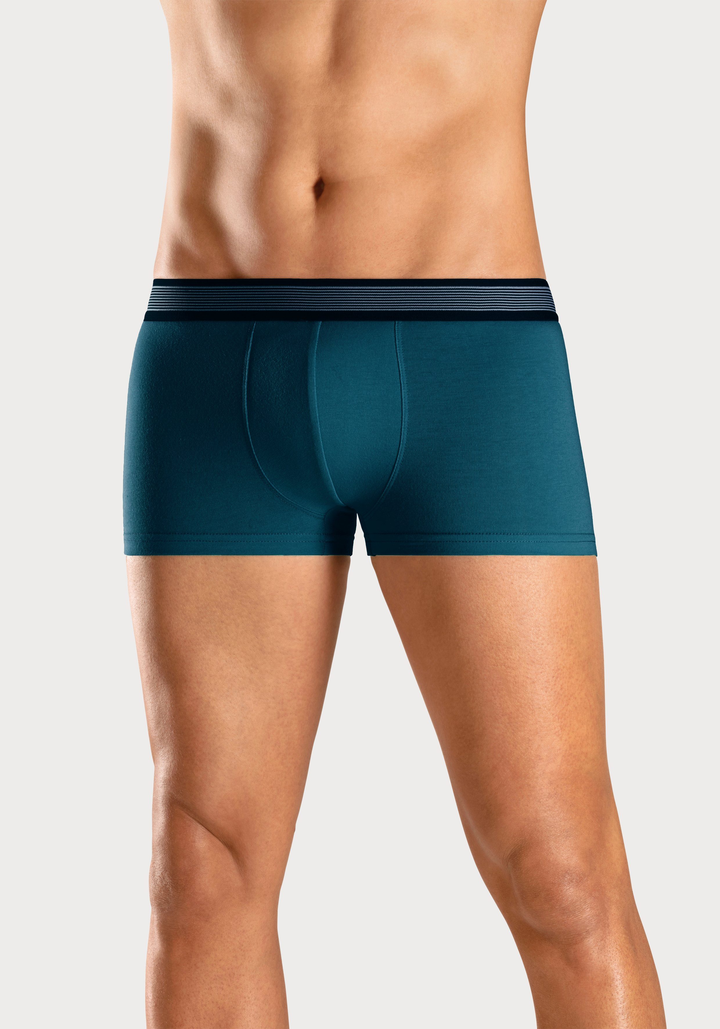 in mit H.I.S gestreiftem hellblau/türkis/mint/petrol Boxershorts (Packung, 4-St) Hipster-Form Webbund