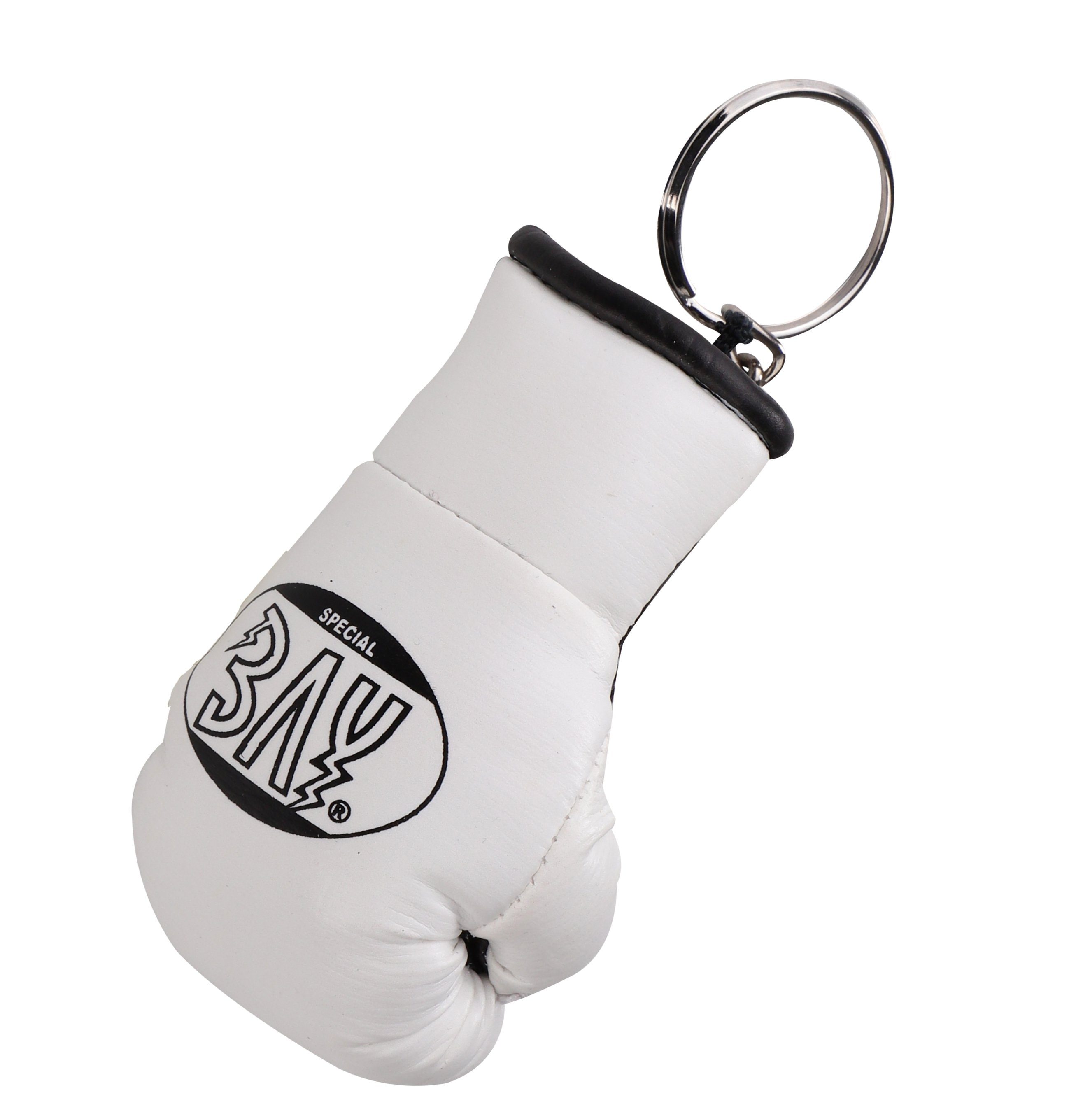 BAY-Sports Schlüsselanhänger Mini- Boxhandschuhe Deko Boxen Geschenk Miniboxhandschuhe (Stück), Geschenkidee, Kampfsport, Kickboxen, Thaiboxen, Muay Thai, MMA weiß
