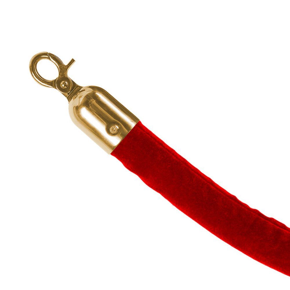 Absperrpfosten Showdown Kordel 1.5m - Rot mit Gold umfasst