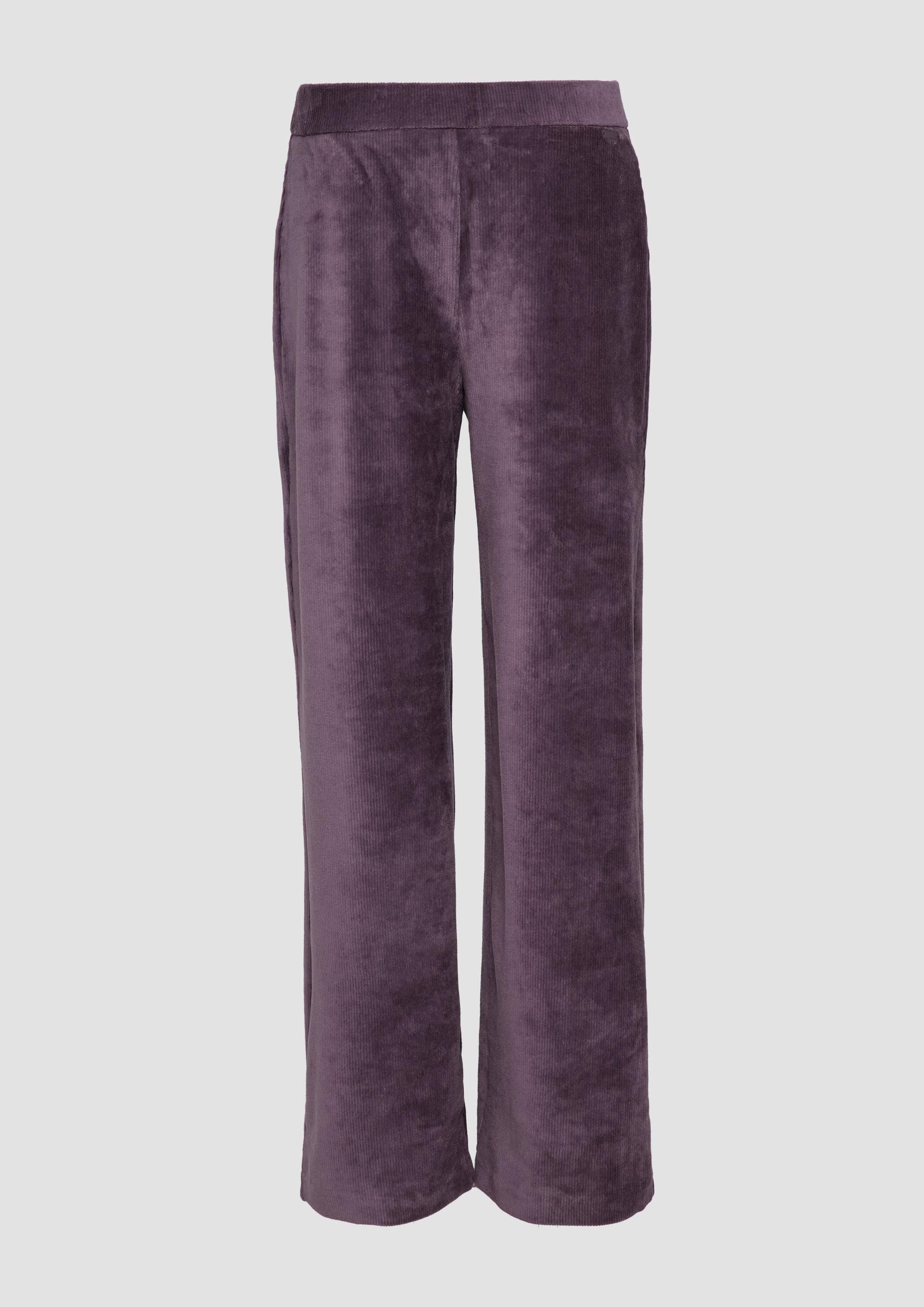QS Chinos Hose Elastische Wide Leg-Hose in Cordoptik