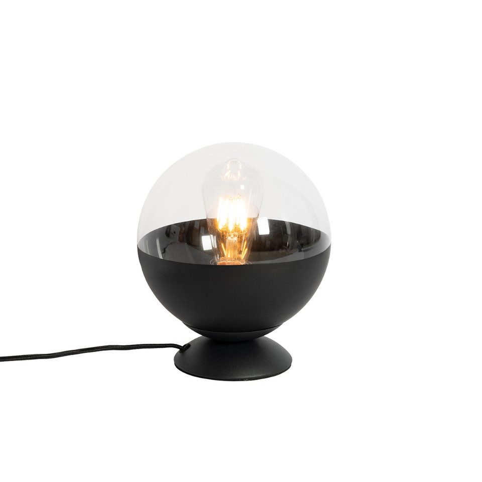 Qazqa Tischleuchte Eclipse, ohne Leuchtmittel, Warmweiß, QAZQA Tisch­leuchte, e27, Schwarz, Glas, Retro