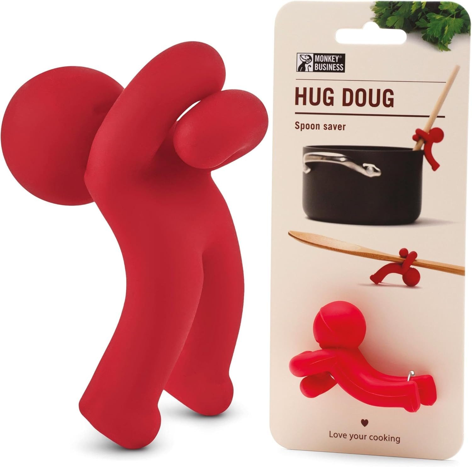 Monkey Business Kochlöffelhalter Hug Doug Löffelretter und Deckelheber Löffelhalter Silikon