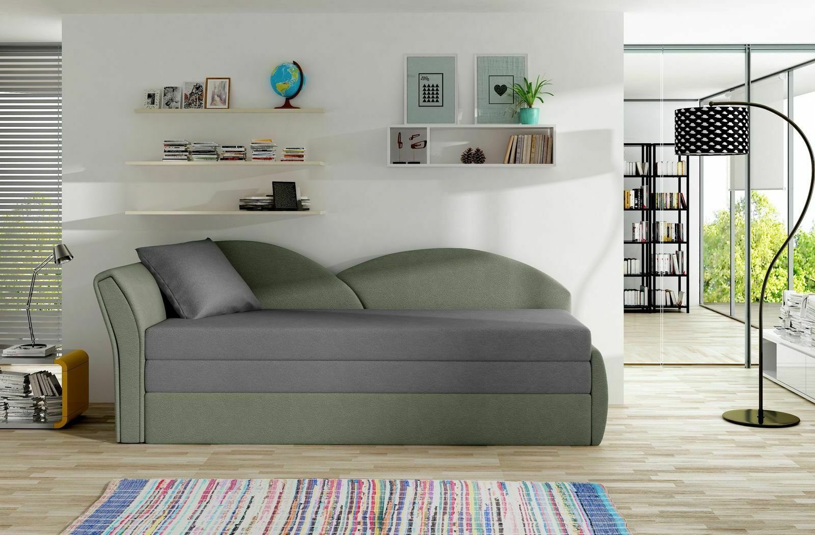 JVmoebel Sofa, Schlafzimmer Couch Schlafsofa Kinderzimmer Gästezimmer Sofa Hellgrau / Dunkelgrau