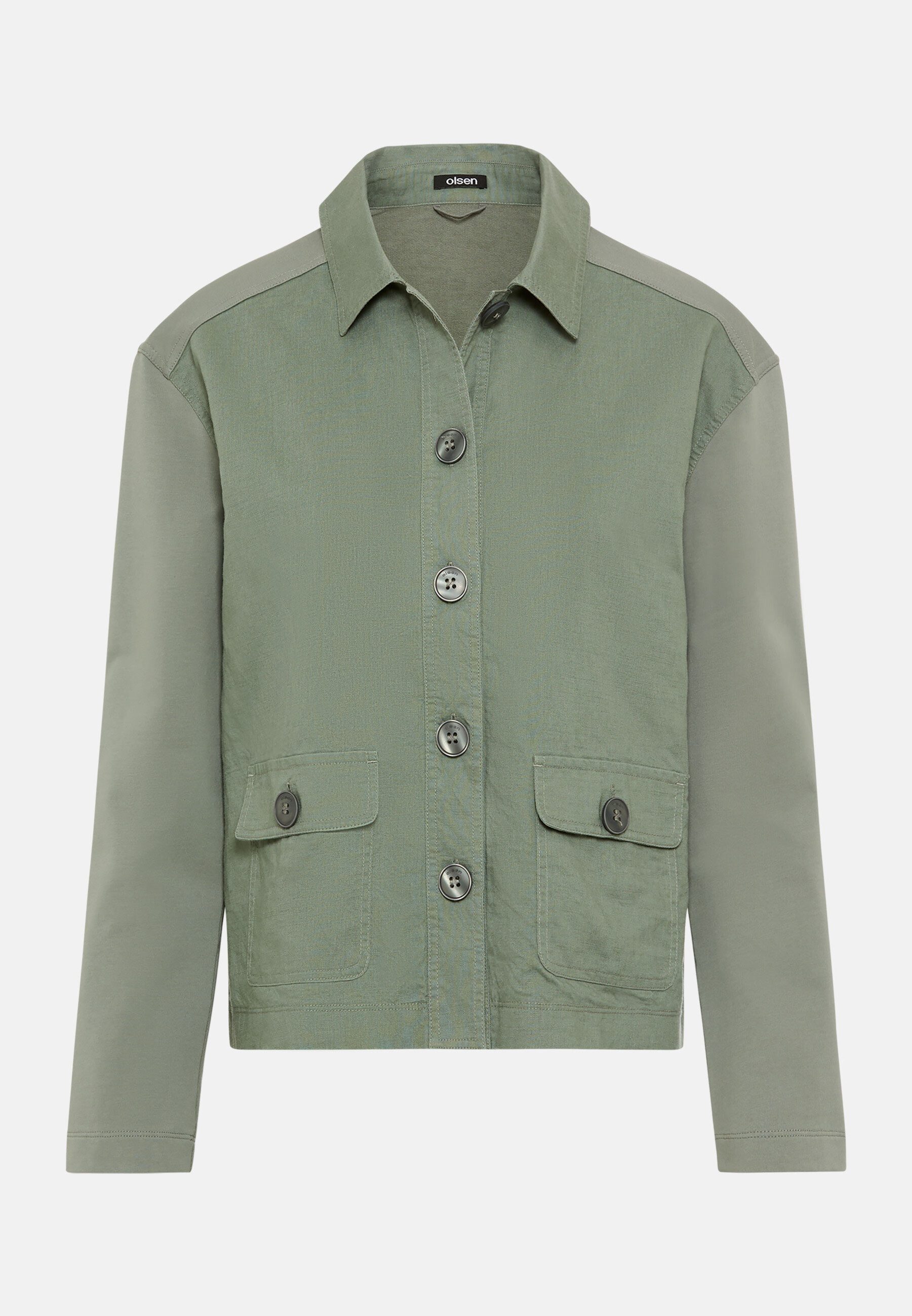 Olsen Sweatjacke Jerseyjacke im Materialmix