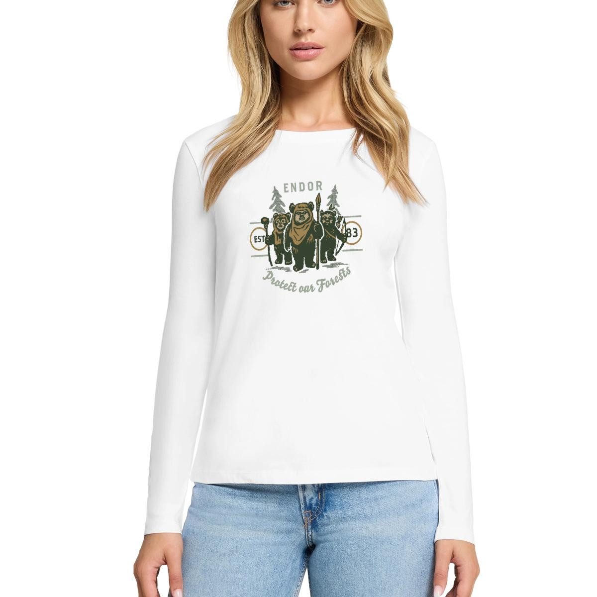 T-Shirt Star Wars Endor Protect Our Forests Premium Langarmshirt Damen