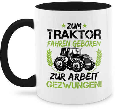Shirtracer Tasse »Zum Traktor fahren geboren - grün/schwarz - Kaffeetasse Hobby Geschenk - Tasse zweifarbig«, Keramik, Freizeit Teetasse Deko