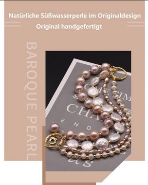 SOTOR Bettelarmband Barockes Perlenarmband,Süßwasserperlen-Armband in zwei Schichten (Die Weichheit der Perlen und die kalte Härte des Metalls verschmelzen miteinander und schaffen ein einzigartiges Gleichgewicht, das der Halskette einen stilvollen Look verleiht., 1-tlg)