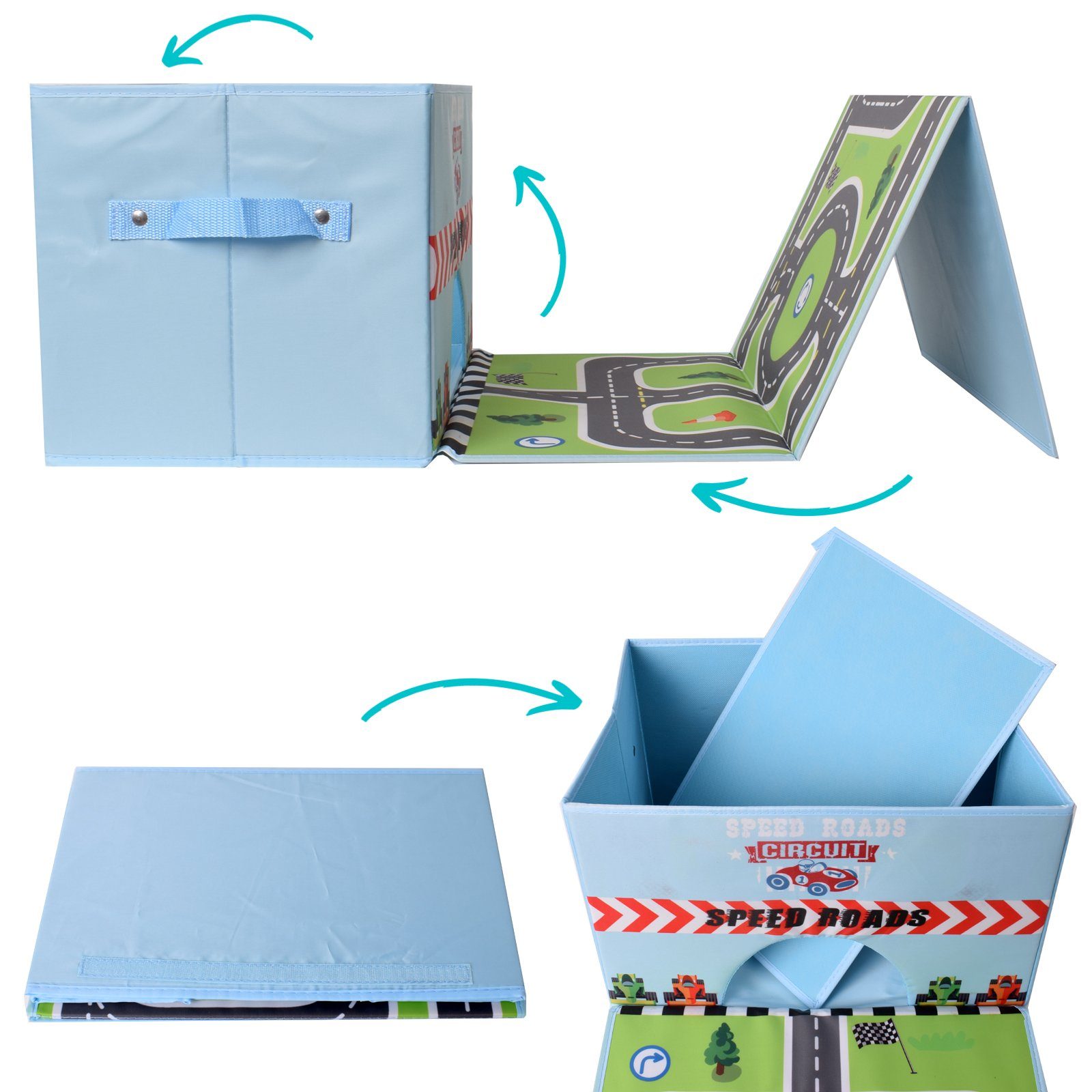 TE-Trend Aufbewahrungsbox Kinder Faltbox Spielkiste mit Spielteppich Spiels günstig online kaufen