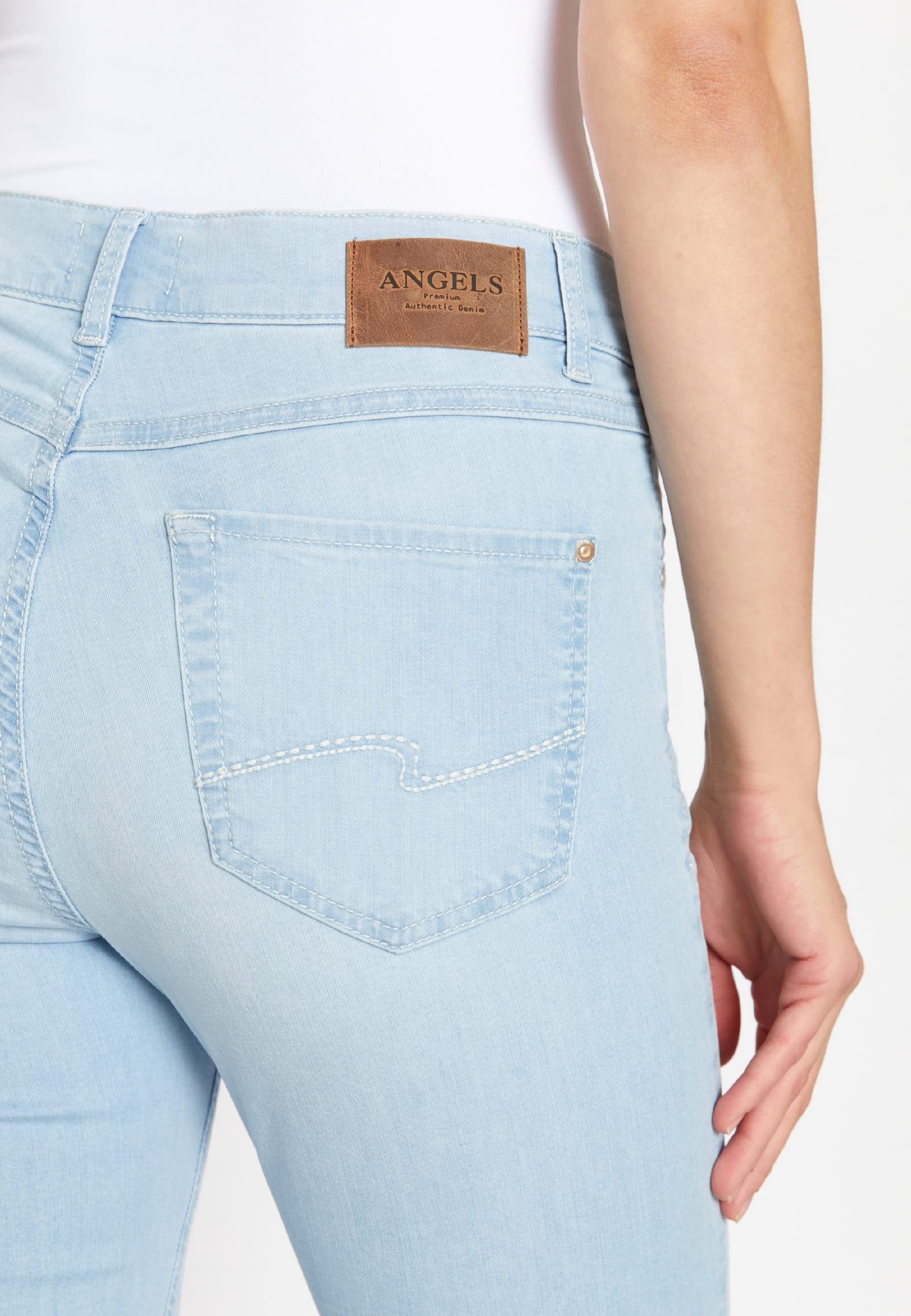Label-Applikationen Straight-Jeans Jeans Cici ANGELS mit Cotton Organic hellblau mit