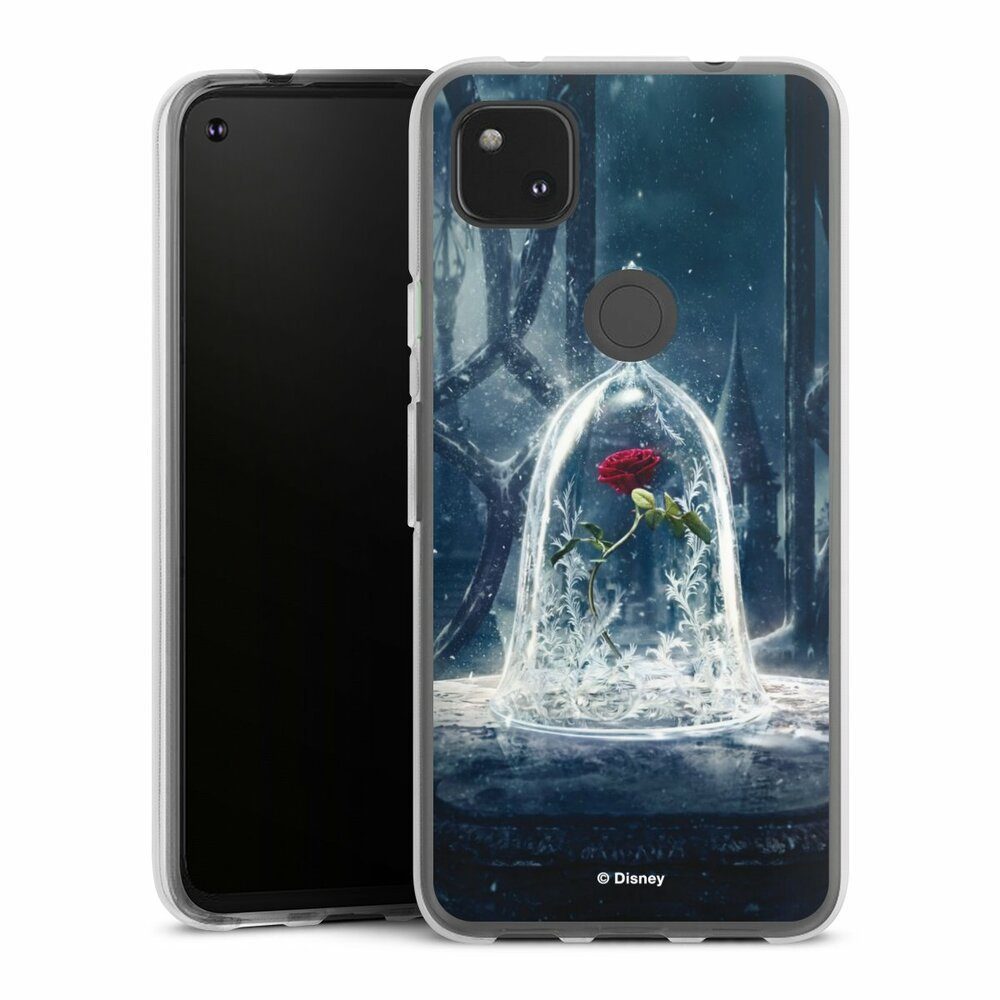 DeinDesign Handyhülle Die Schöne und das Biest Disney Princess Rose Rose Under Glass Movie, Google Pixel 4a Silikon Hülle Bumper Case Handy Schutzhülle