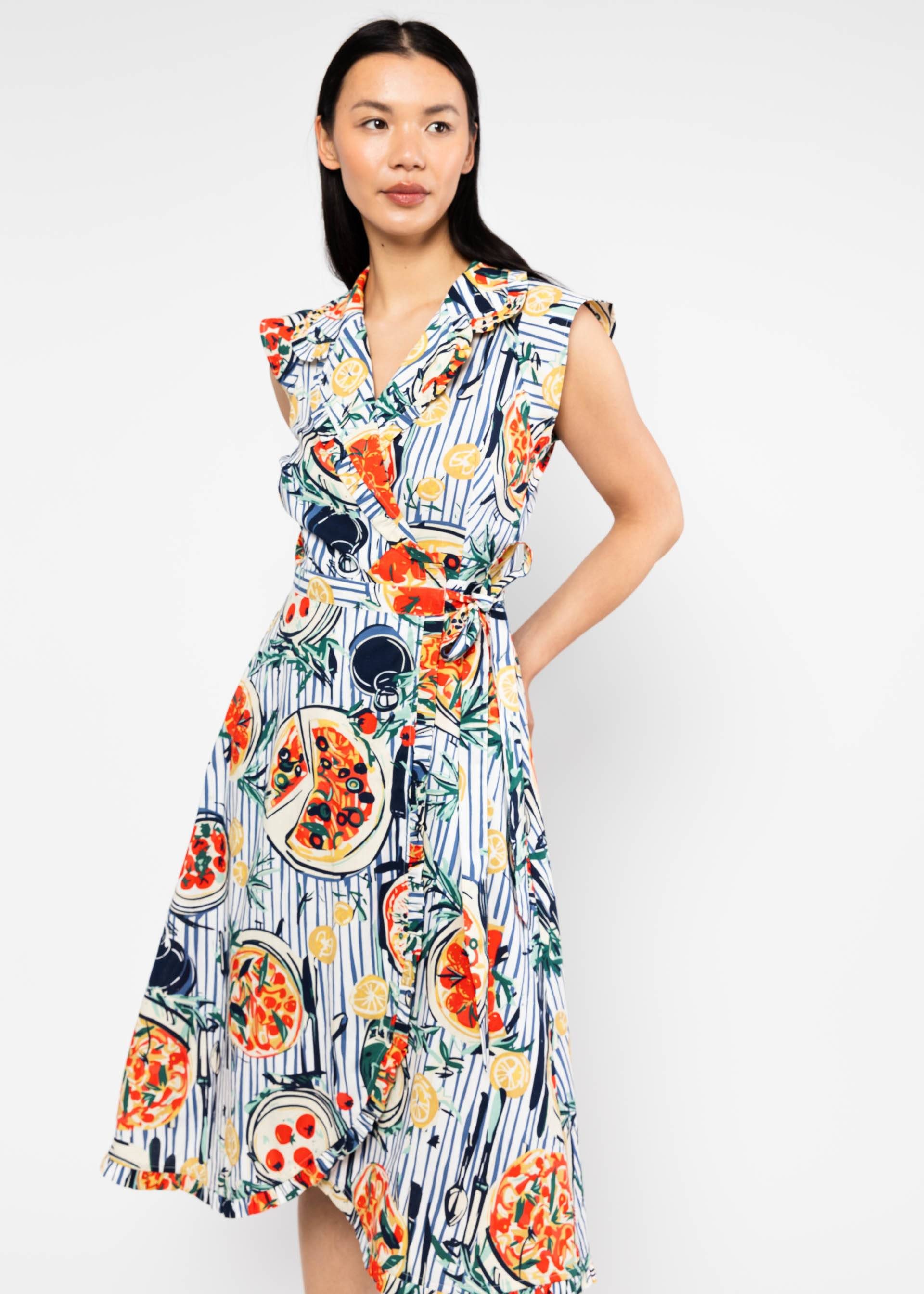 Blutsgeschwister Hemdblusenkleid - Midi Sommerkleid Damen - Wickelkleid mit Reverskragen - Blusenkleid