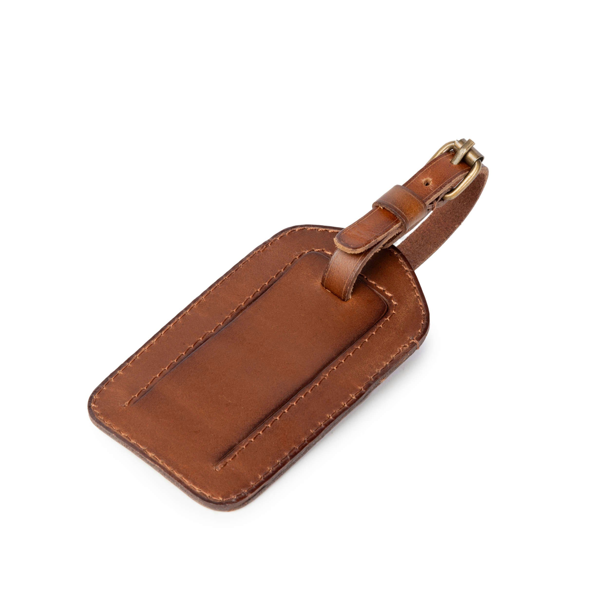 DRAKENSBERG Gepäckanhänger »Luca« aus Leder, Vintage-Braun Kofferanhänger aus Leder, individueller Adressanhänger, handgemacht