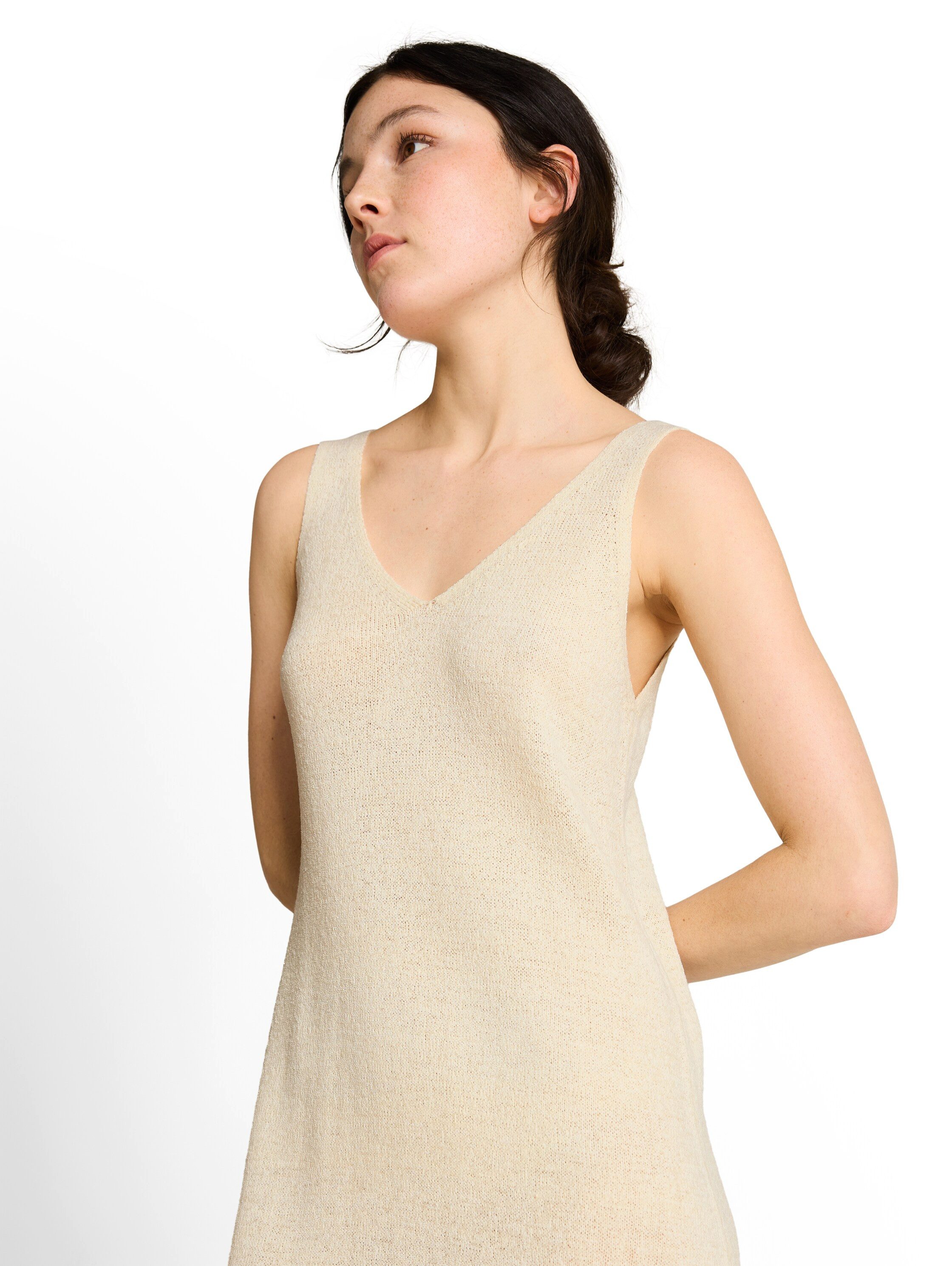TOM TAILOR Denim Strickkleid Ärmelloses Sommerkleid in 3/4-Länge