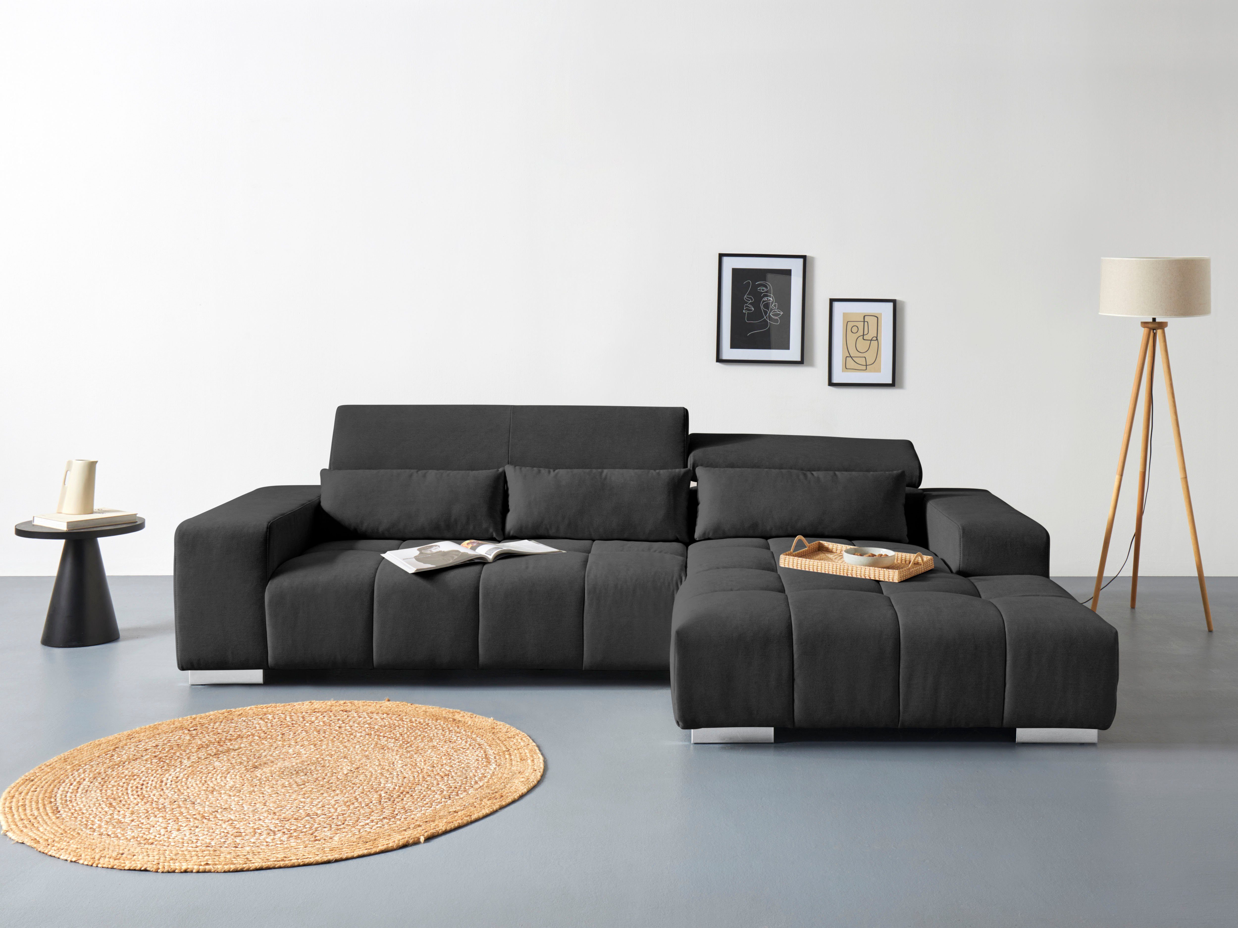 COTTA Ecksofa Orion L-Form, mit 2x Kopfteilverstellung & 3 Nierenkissen