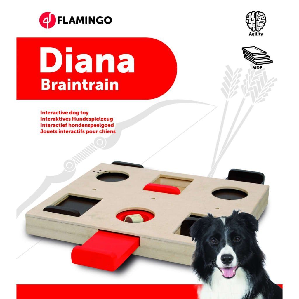 Flamingo Hunde-Ballschleuder Hunde-Intelligenzspielzeug Diana 26x29,5 Holz cm