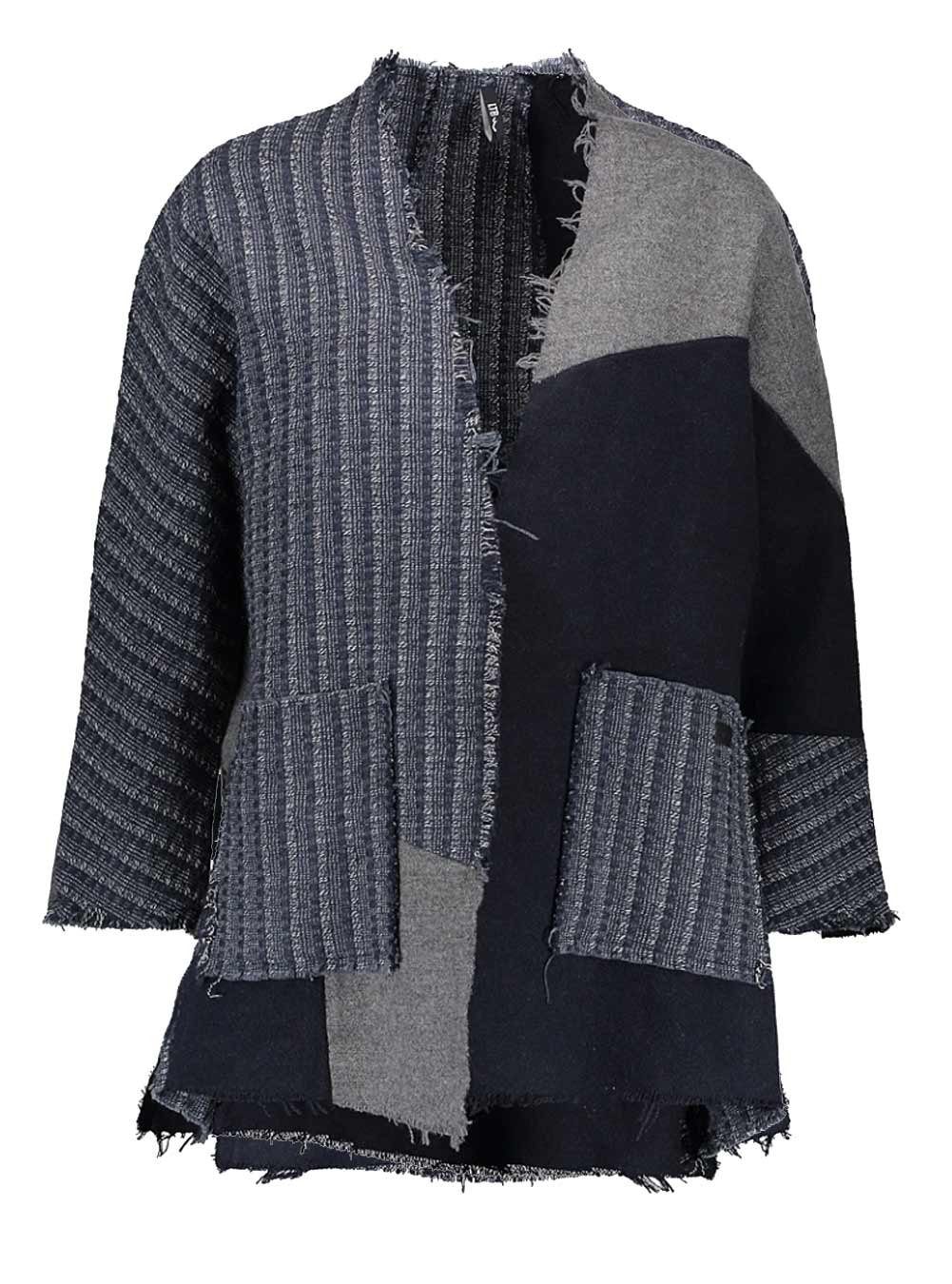 LTB Cardigan Ltb Marken-Patchwork-Cardigan, Damen blau-grau