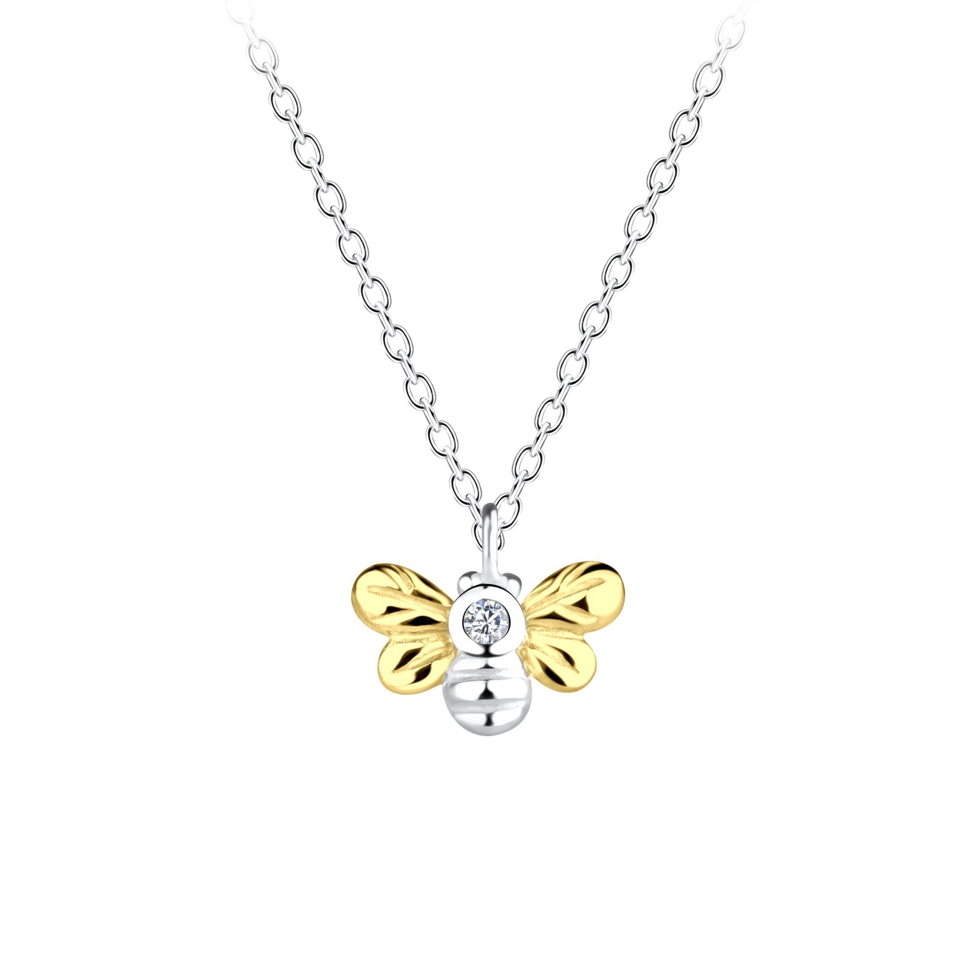 ALEXANDER YORK Kette mit Anhänger BIENE mit Zirkonia in Gold, 2-tlg., 925 Sterling Silber