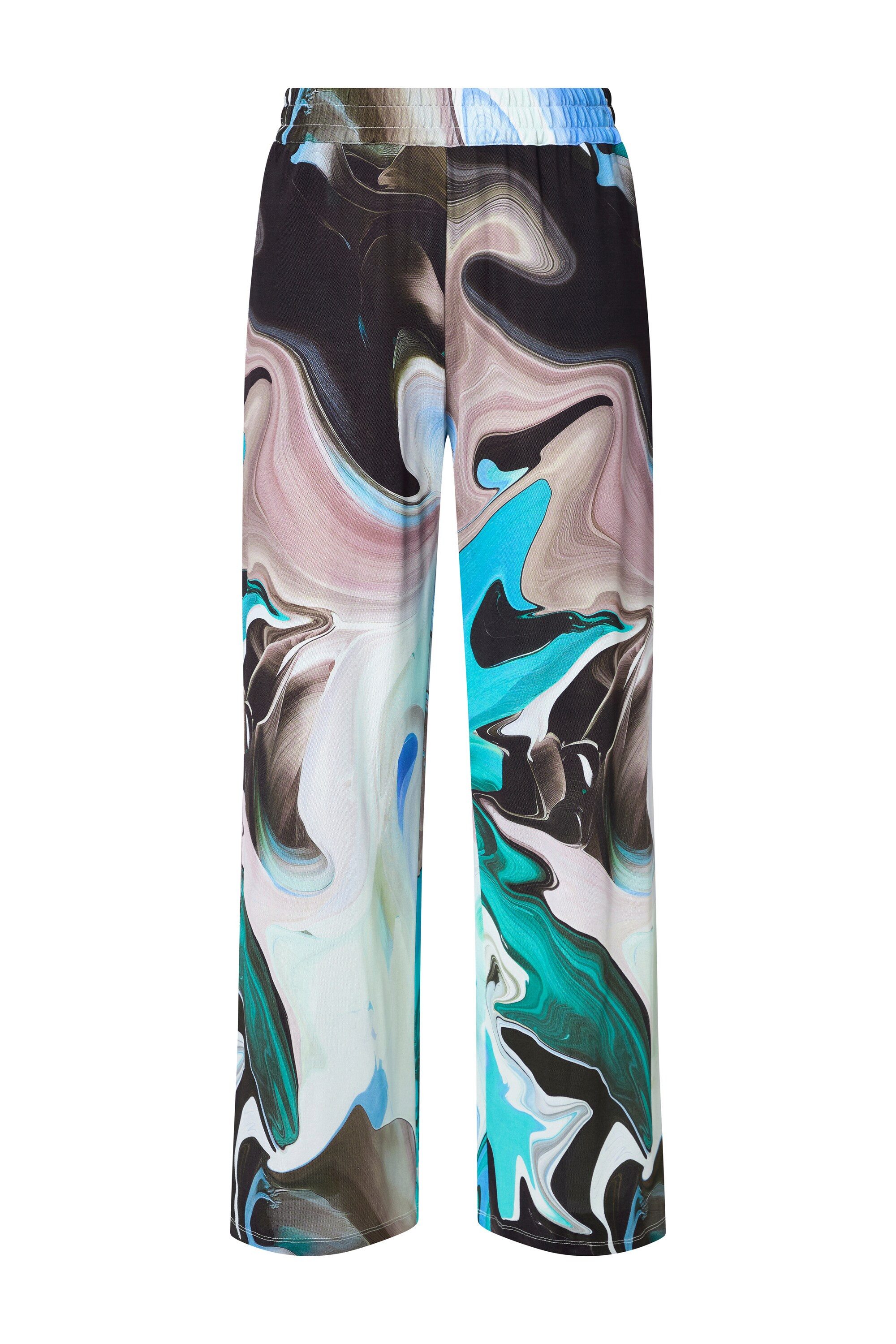 Ulla Popken Schlupfhose Slinkyhose Marmor-Design weites Bein Elastikbund